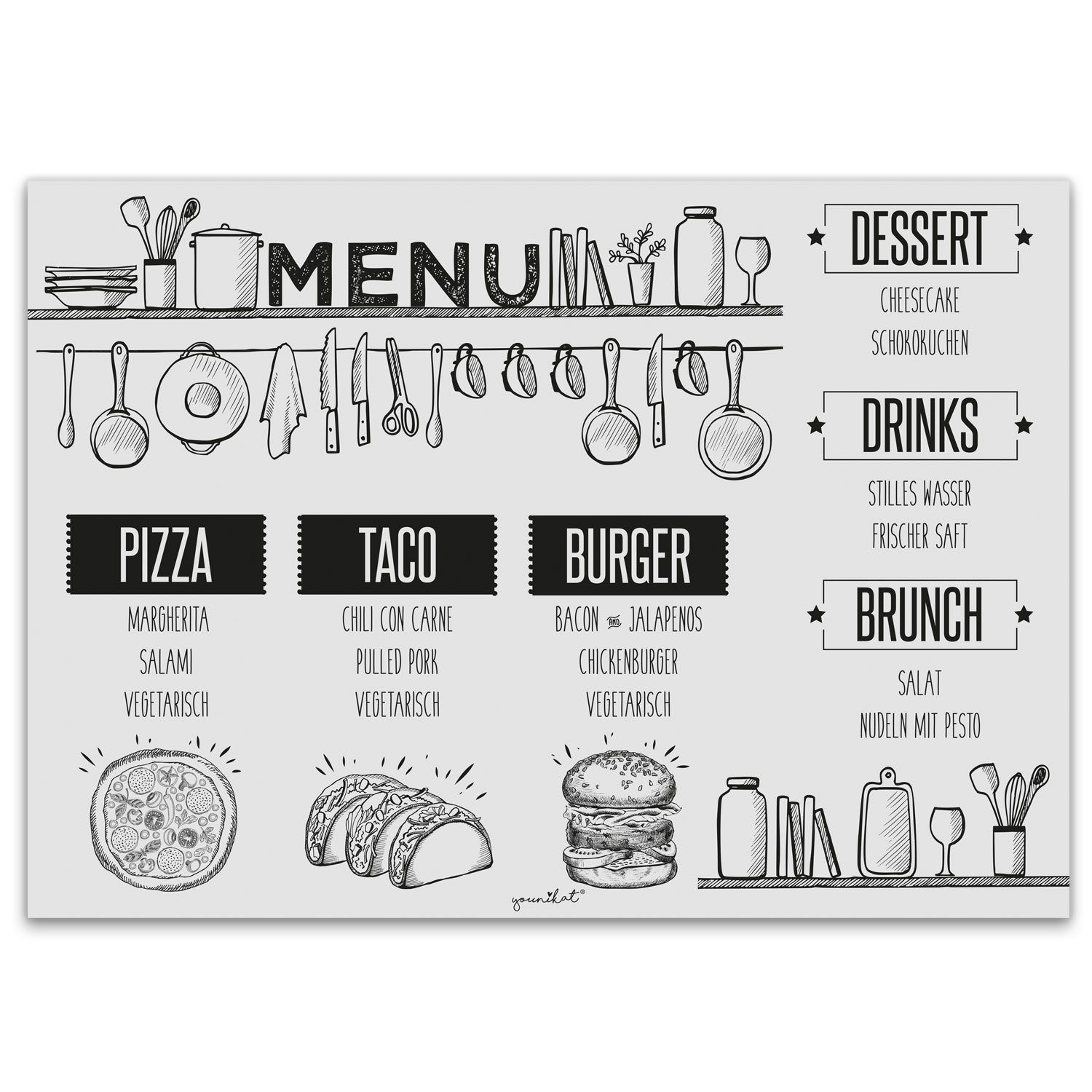 younikat Platzset 100 Papier-Tischsets Menü I DIN A3 I dv_122