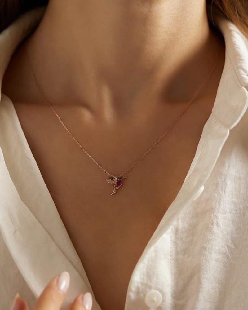 Einzelstück Kette mit Anhänger Einzelstück Kolibri Halskette, 925 Sterling günstig online kaufen