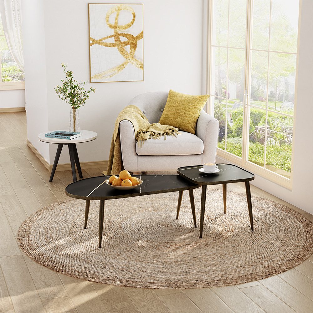 Vicco Couchtisch Manitoba, Schwarz, 105 x 64,5 cm 2 Teile