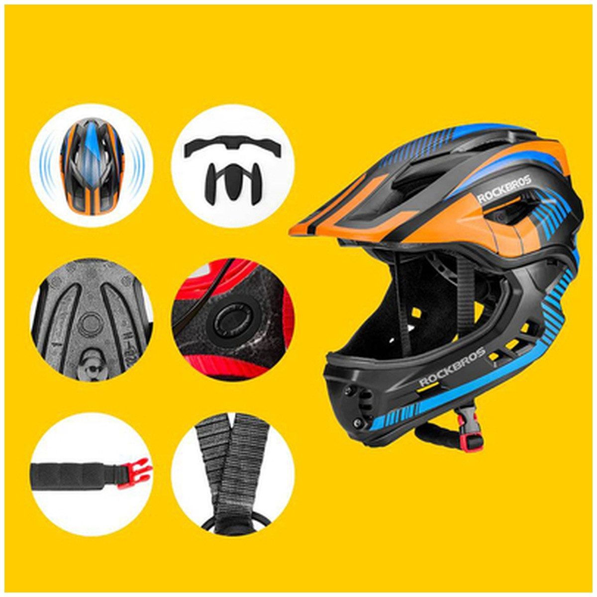 ROCKBROS Fahrradhelm Rockbros 32SOBL-S Kinderfahrradhelm mit Visier – Bild 4 von 5