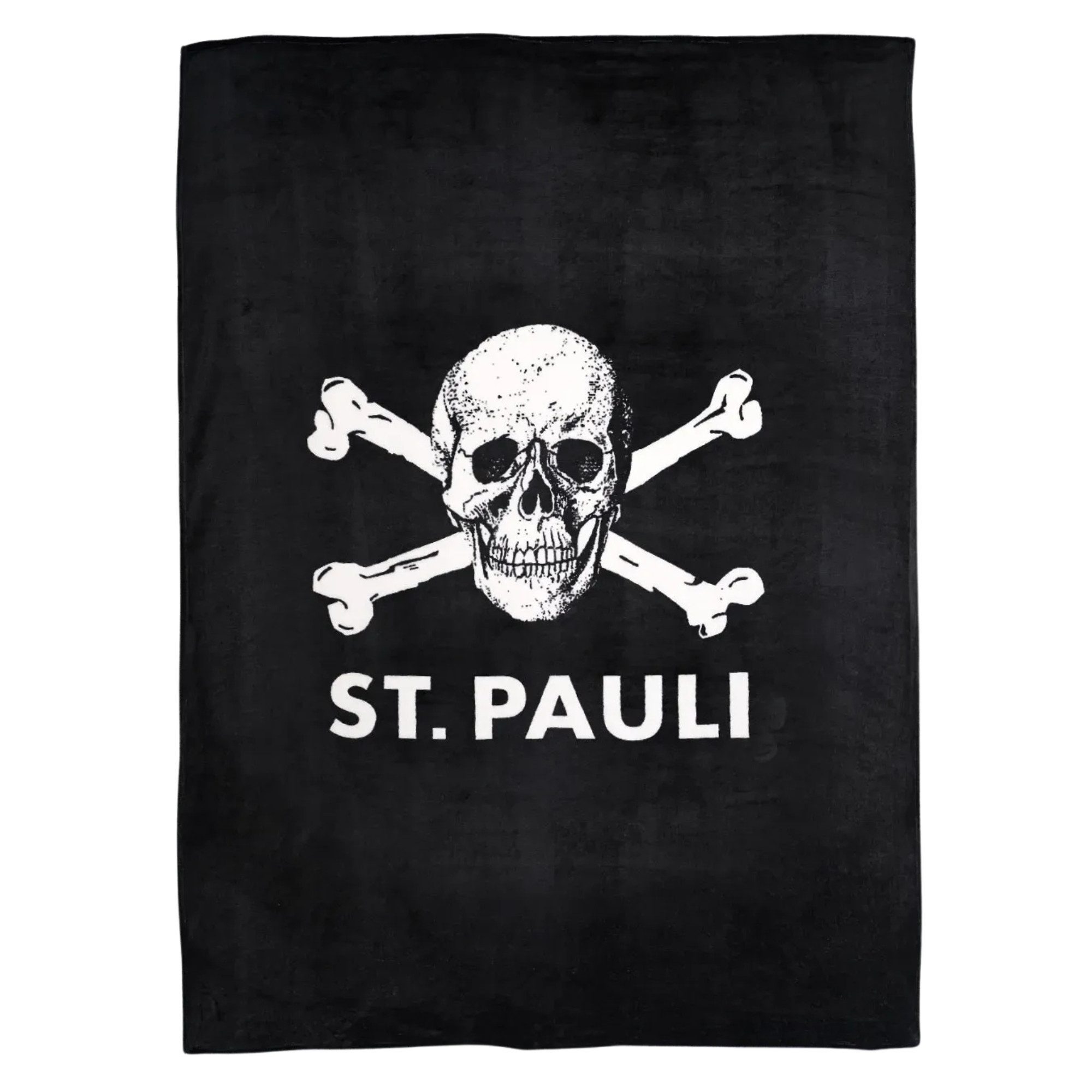 Wohndecke FC St. Pauli - Fleecedecke Totenkopf 150x200cm - schwarz, FC St. Pauli
