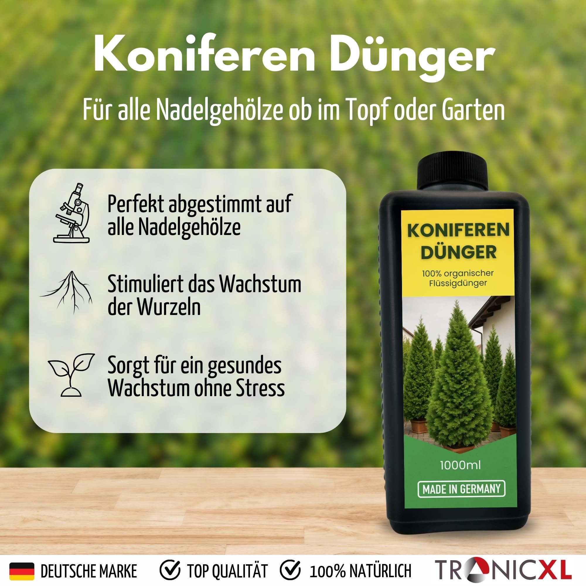 TronicXL Langzeitdünger 1L Langzeit Koniferendünger organisch Dünger Koniferen Flüssigdünger, Flüssigdünger, Douglasien Zedern Eibe, 1-St., Organischer 1 Liter, – Bild 3 von 5