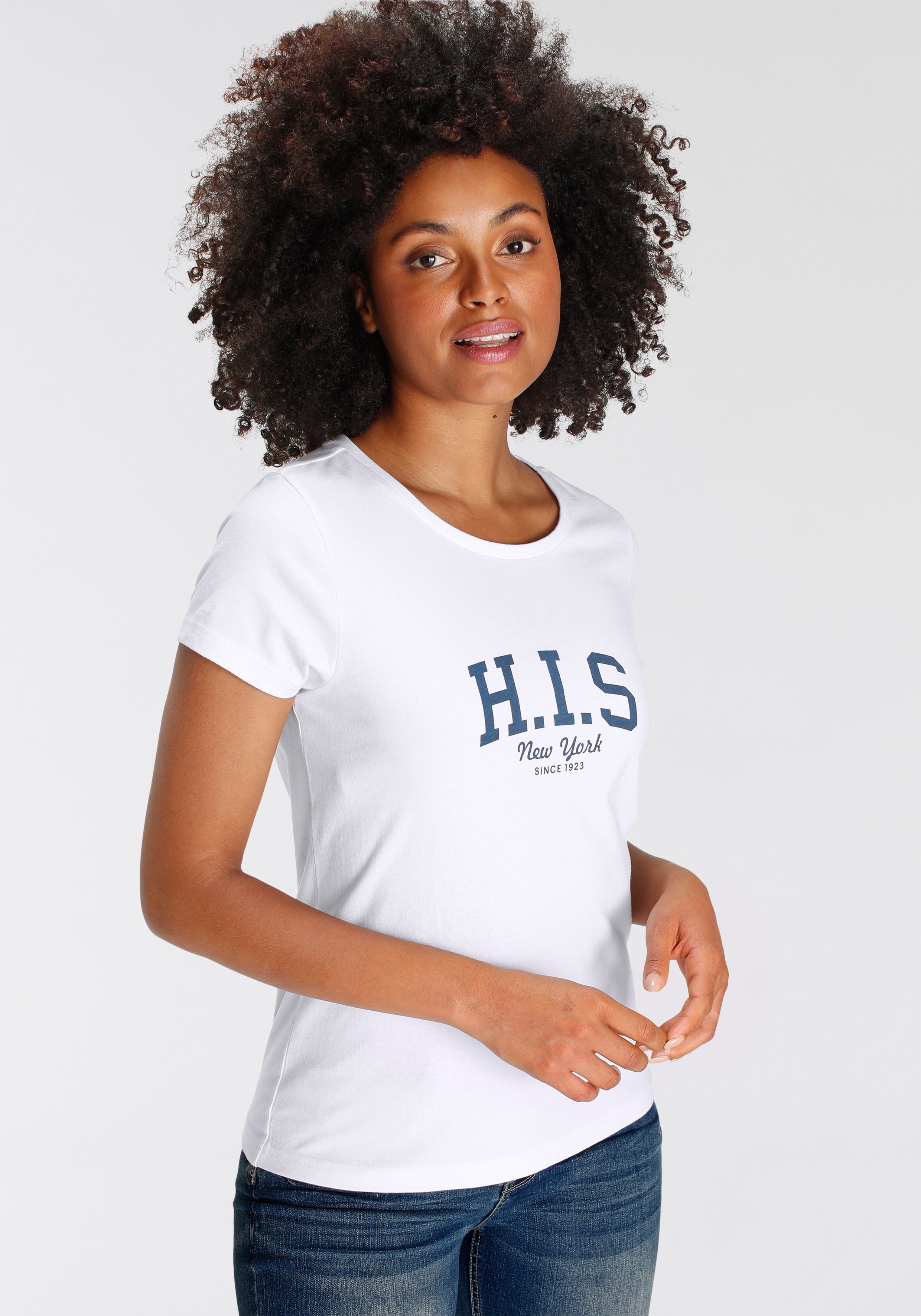 H.I.S T-Shirt mit Logo-Print vorne, vielseitig Shirt, kombinierbar Basic
