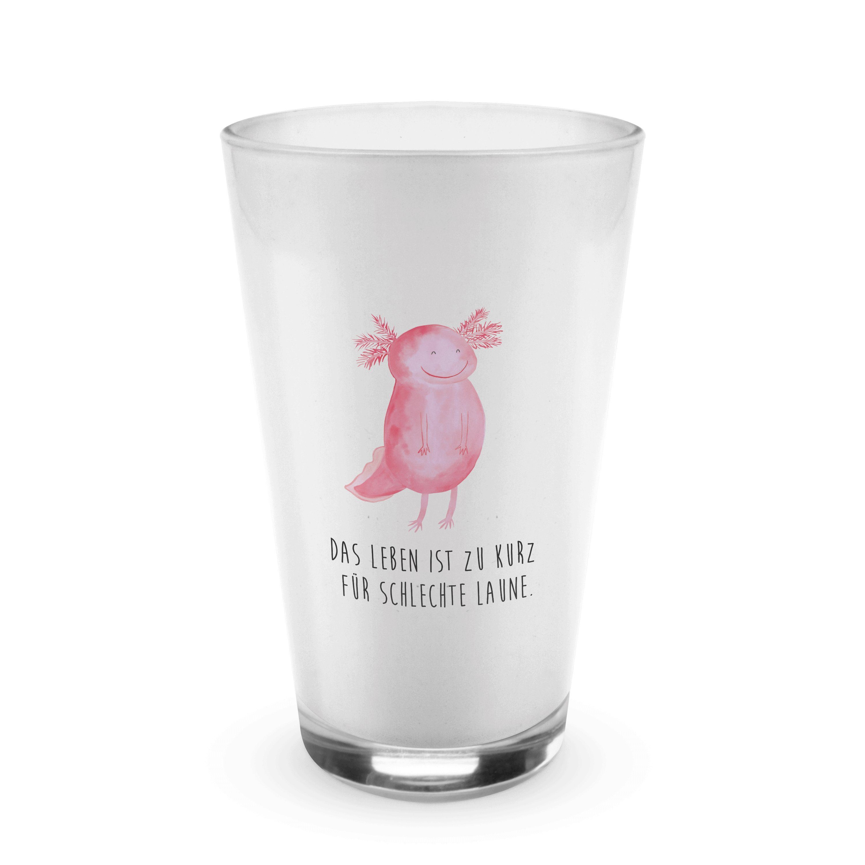 Geschenk, Transparent Glas, & - Mrs. Glas Glas Mr. Axolotl Cappuccino glücklich Panda g, - Premium Tasse,