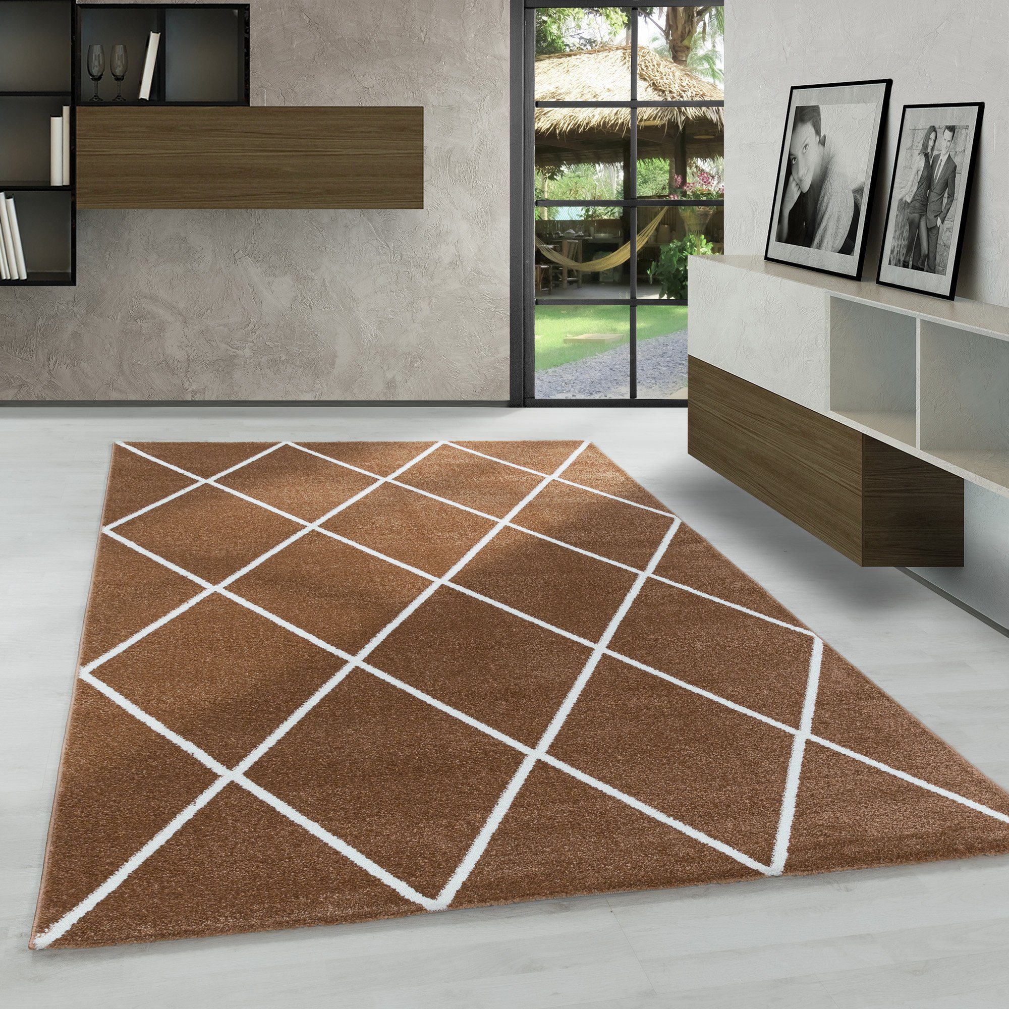 11 Geometrisch Geometrisch Wohnzimmer Teppich Läufer, mm, Design, Kurzflor Design Frisé-Teppich Carpetsale24, Höhe: flor Weicher