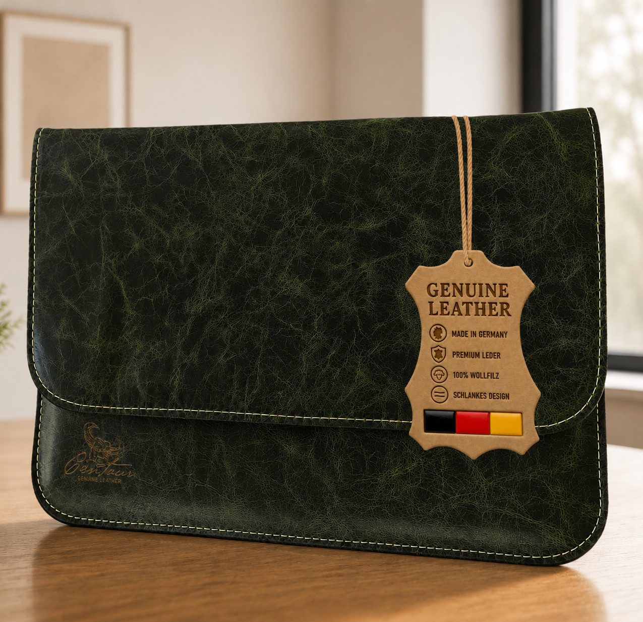 Centaur Laptoptasche aus echtem Leder, Notebooktasche, Hochwertiges Leder, echtes Rindleder, Handarbeit