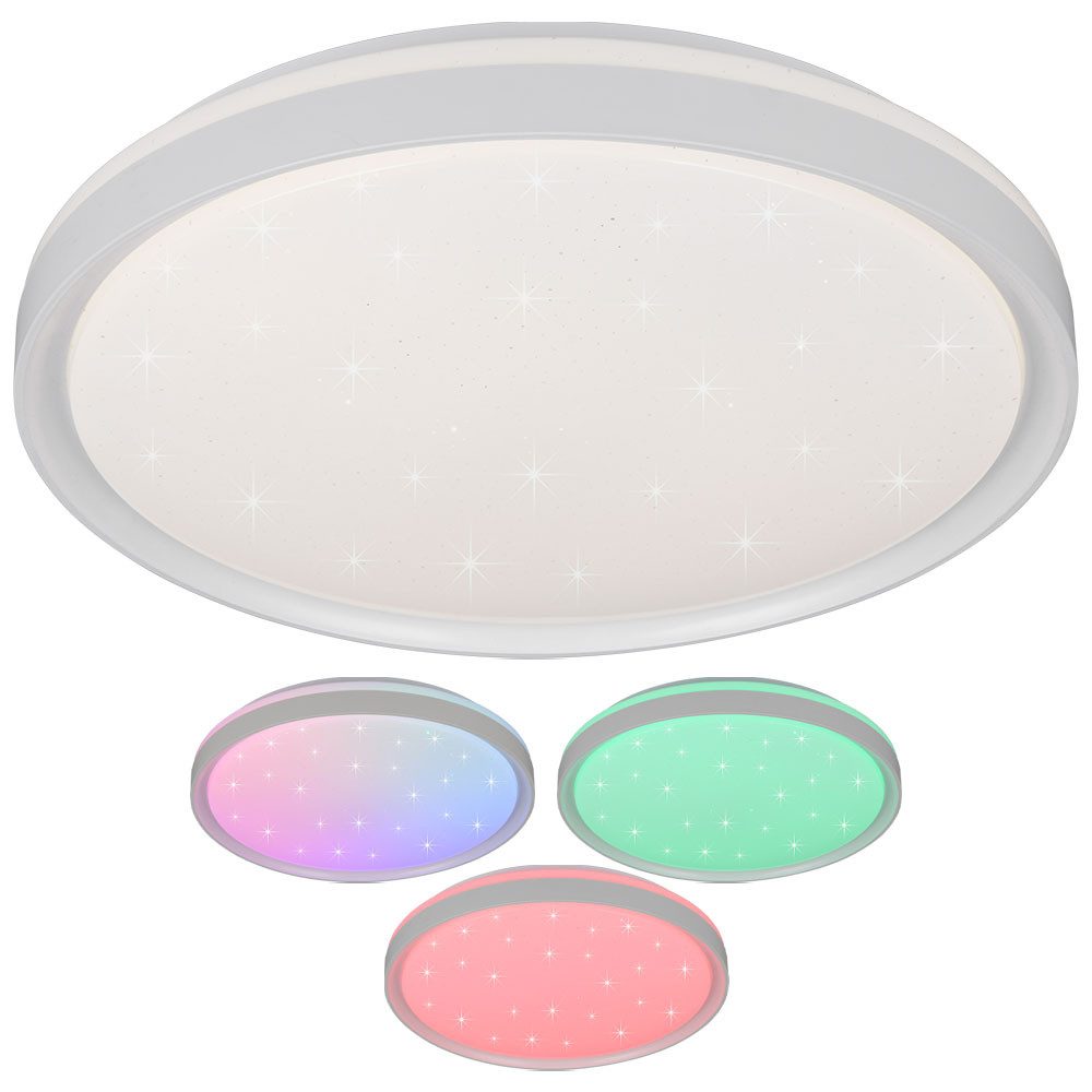 Reality Leuchten LED Deckenleuchte, LED-Leuchtmittel fest verbaut, Kaltweiß, Warmweiß, Neutralweiß, Tageslichtweiß, Farbwechsel, RGB LED Deckenleuchte Deckenlampe Wohnzimmerlampe weiß Dimmbar