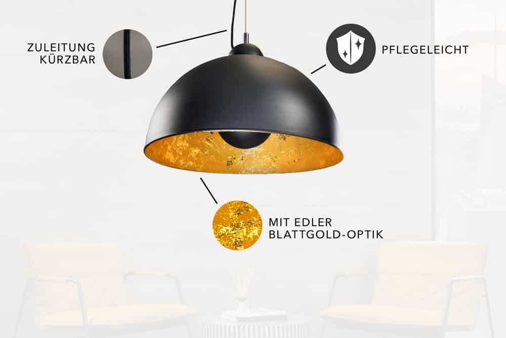 riess-ambiente Hängeleuchte STUDIO 55cm schwarz / gold, ohne Leuchtmittel, Wohnzimmer · Metall · Esszimmer · Industrial – Bild 4 von 5
