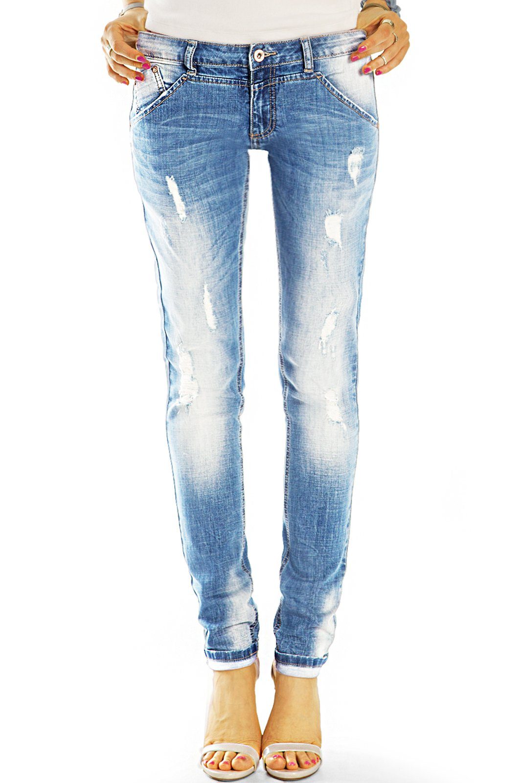 be styled Destroyed-Jeans Hüftjeans Röhrenjeans Skinny Hose zerissene Slimf günstig online kaufen