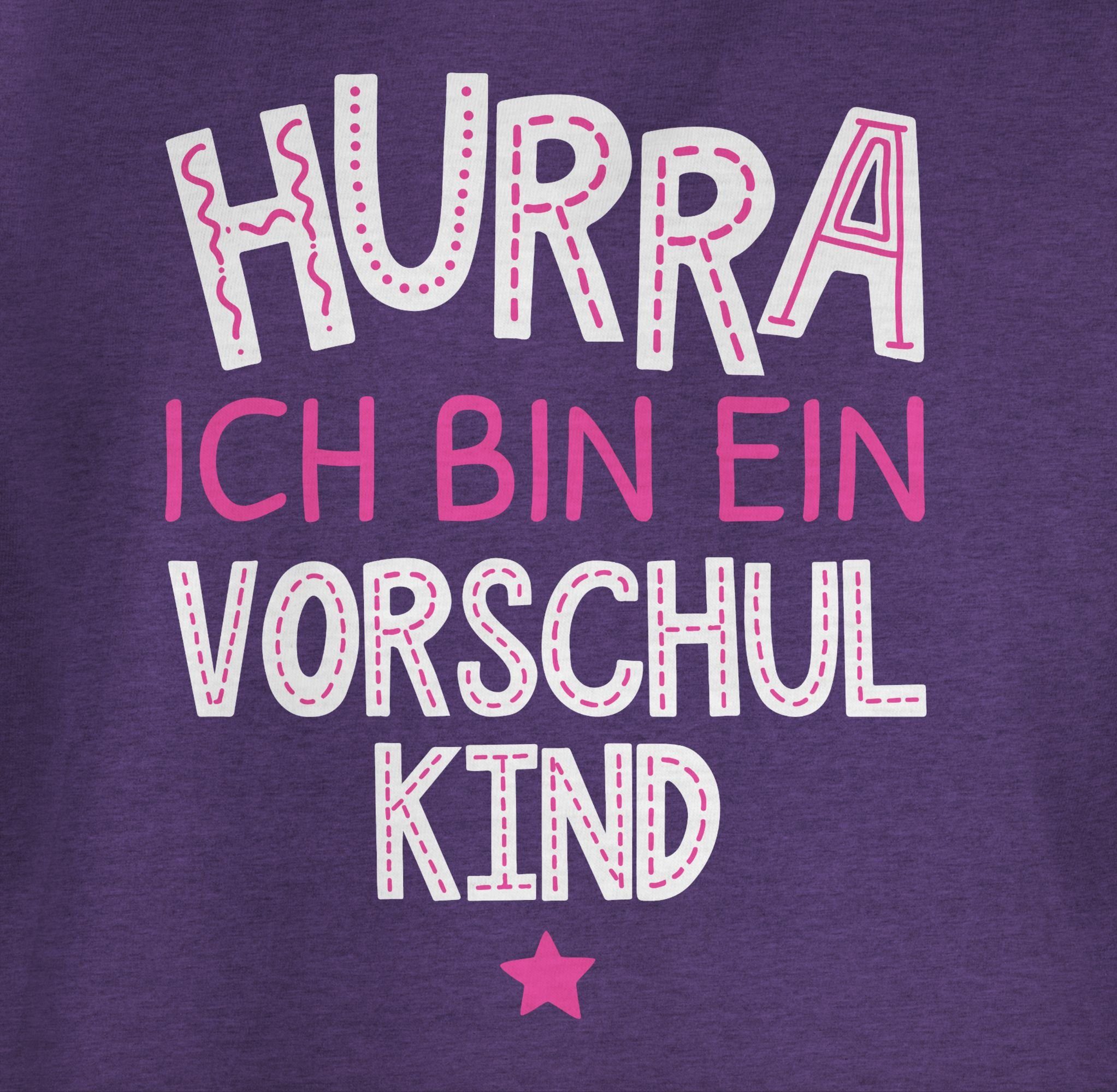 ich Vorschulkind weiß Geschenke 1 pink Vorschulkinder Shirtracer Hurra Meliert T-Shirt ein bin Lila