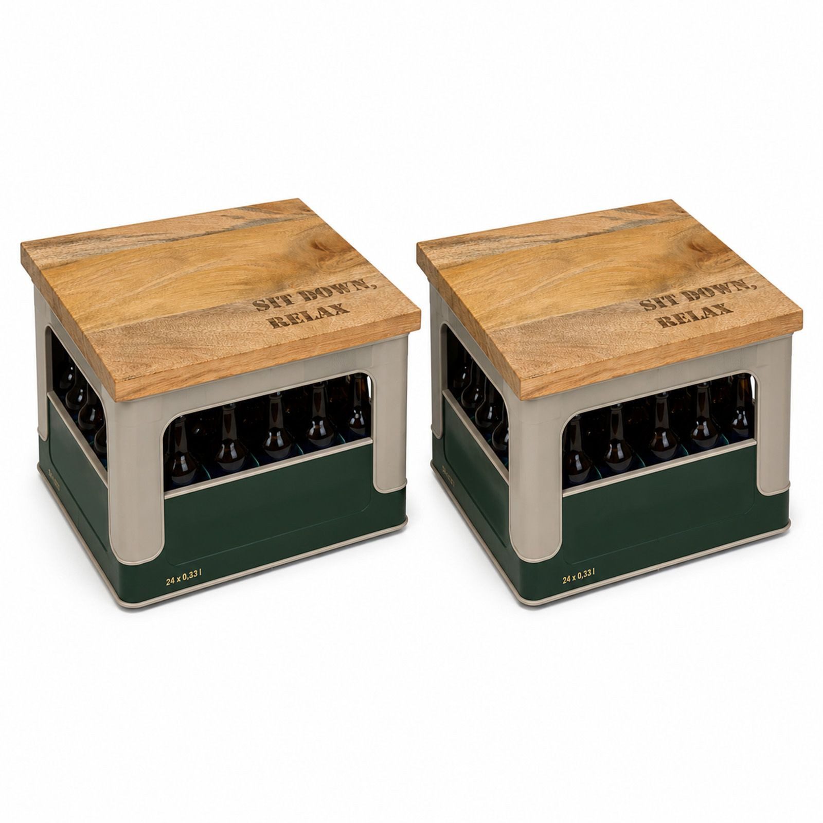 BURI Sitzauflage 2x Bierkastensitz Getränkekistensitz Sitzauflage 41x30x2cm Holz, (2 St)