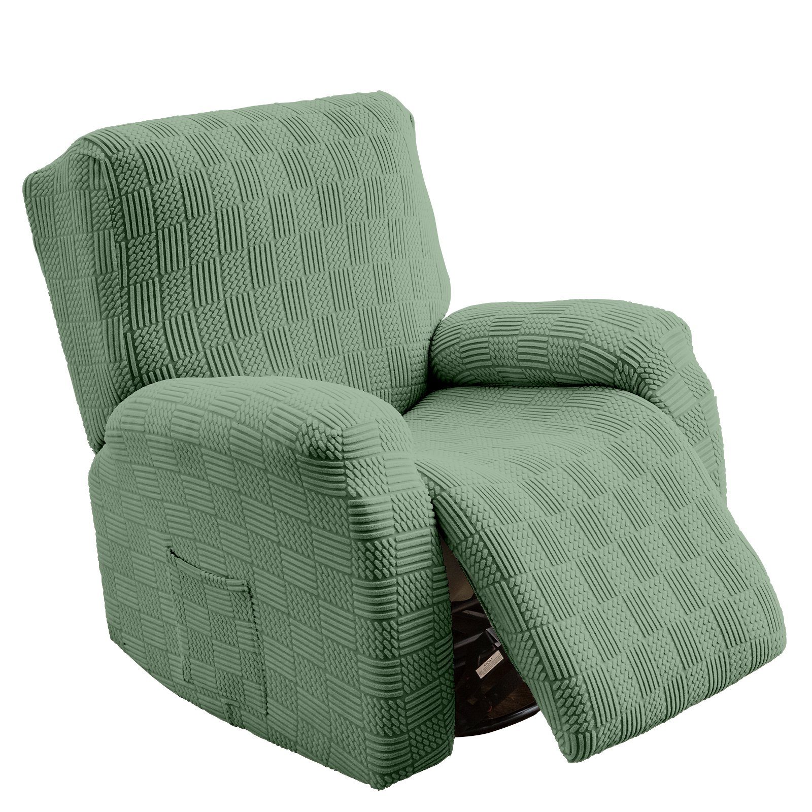 Stuhlhusse Jacquard, Stretch, Seitentasche, für Recliner Chaise Lounge Deko, Rosnek Grün