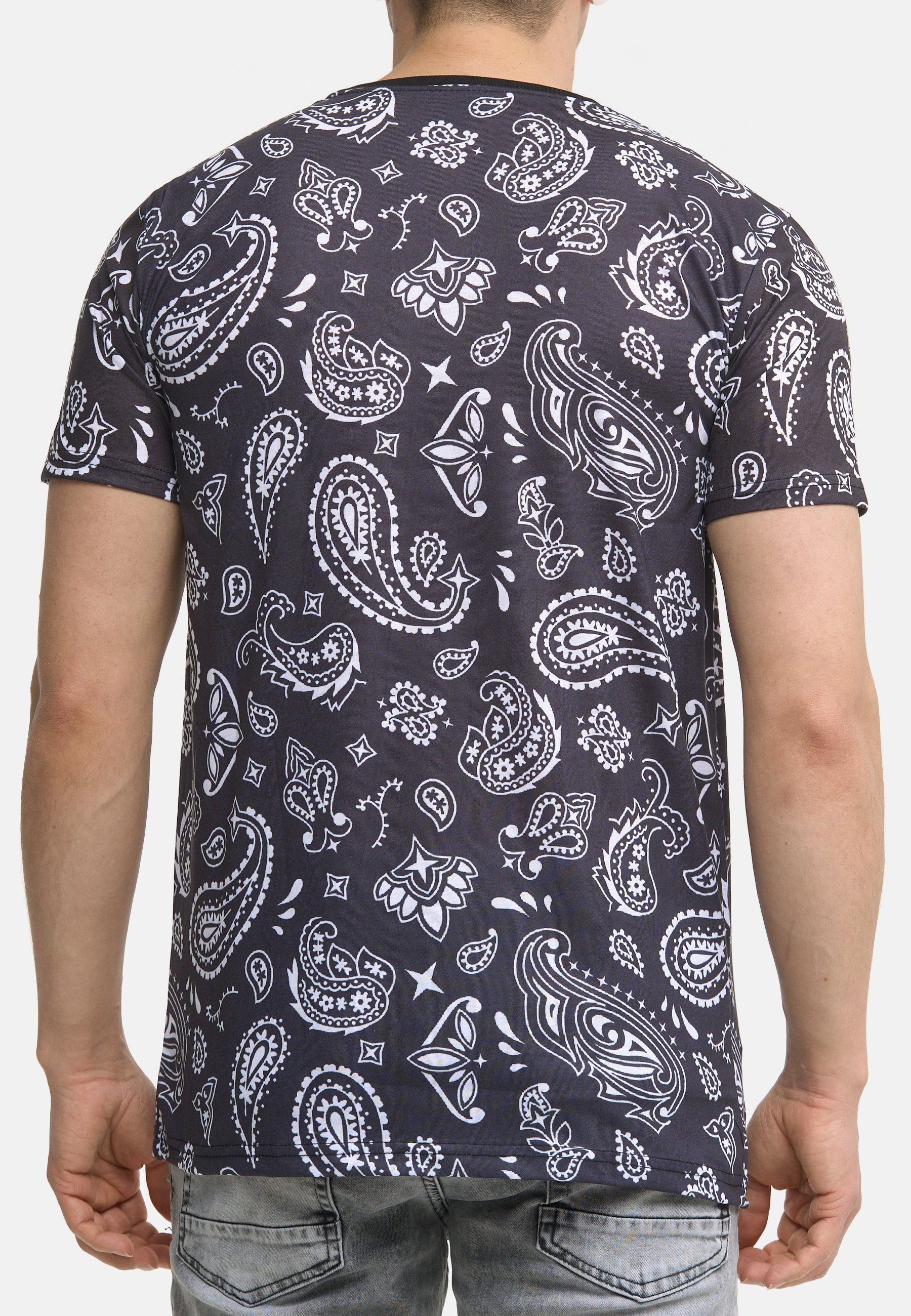 Herren T-Shirt Polo Shirt, Schwarz Shortsleev T-Shirt (Longsleeve Tee Code47 1-tlg) Code47 Oberteil Designer Printshirt