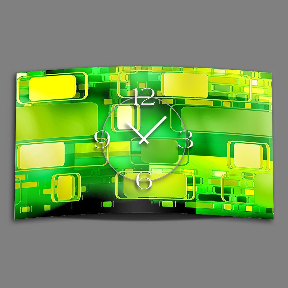 dixtime Wanduhr aus grün Design (Einzigartige kein Designer 4mm 3D-Optik Wanduhr ticke leise Alu-Dibond) Wanduhren modernes Retro