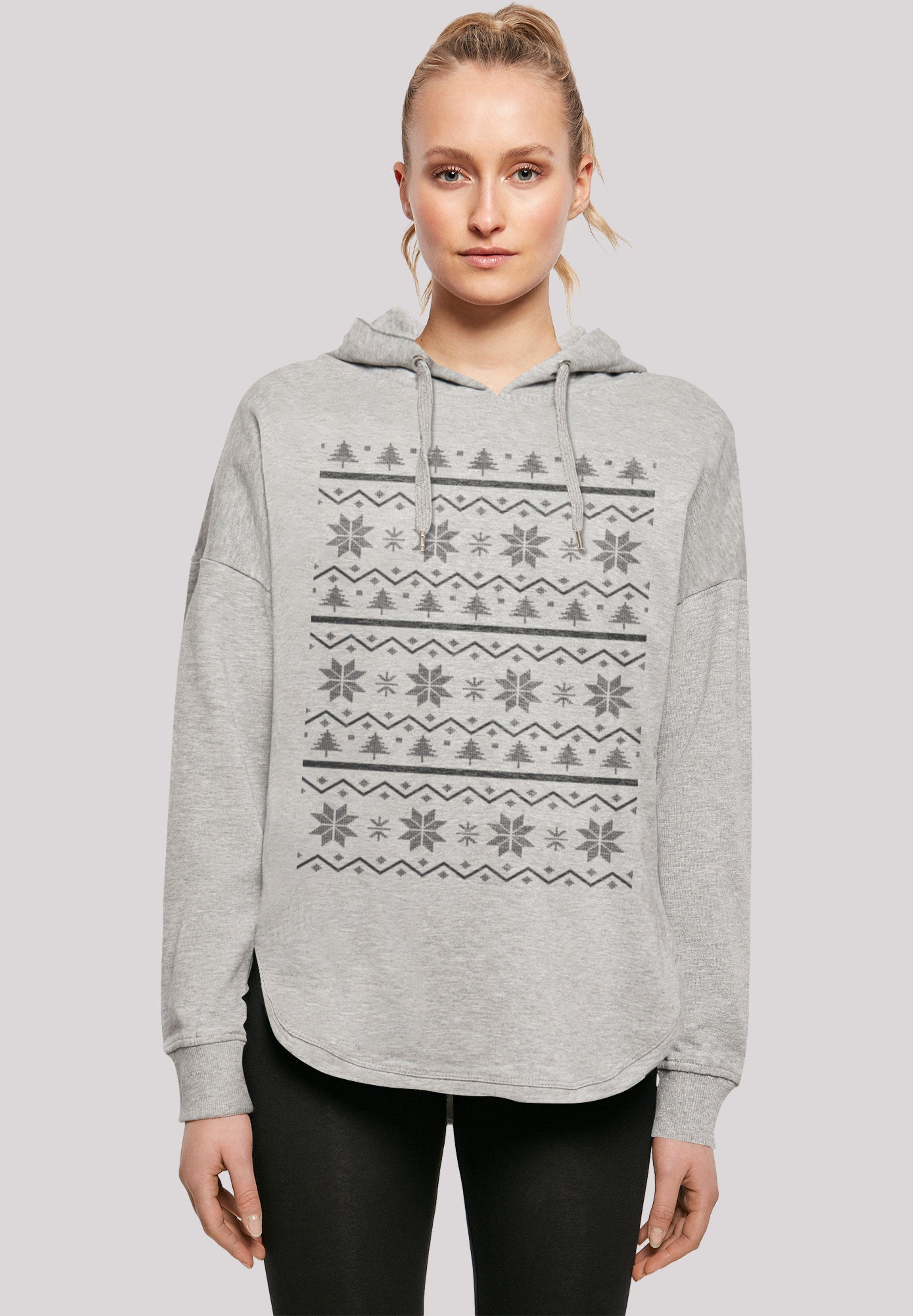 F4NT4STIC Kapuzenpullover Scandinavian Muster Print grey Weihnachten