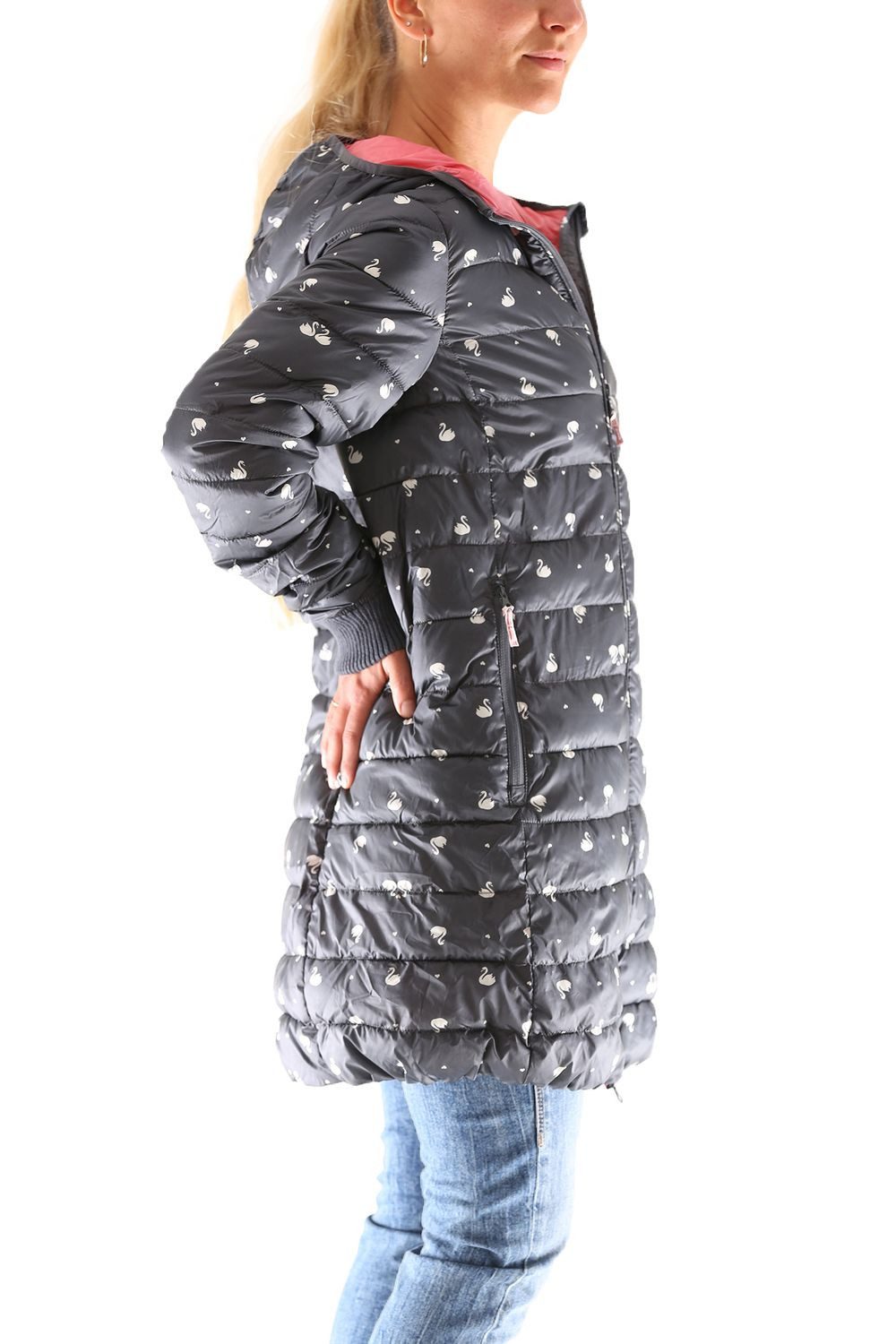 Blutsgeschwister Softshelljacke Blutsgeschwister Leichte Laune Long Jacket Damen Daunen Jacke Mantel