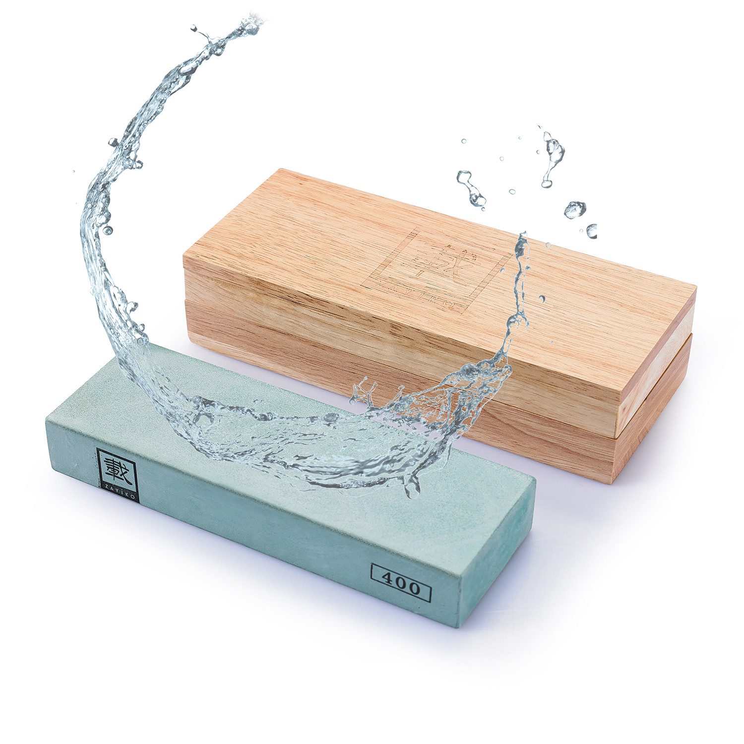 ZAYIKO Messerschärfer 400er Körnung Wetzstein für Reparatur & Vorschliff inkl. Holzbox