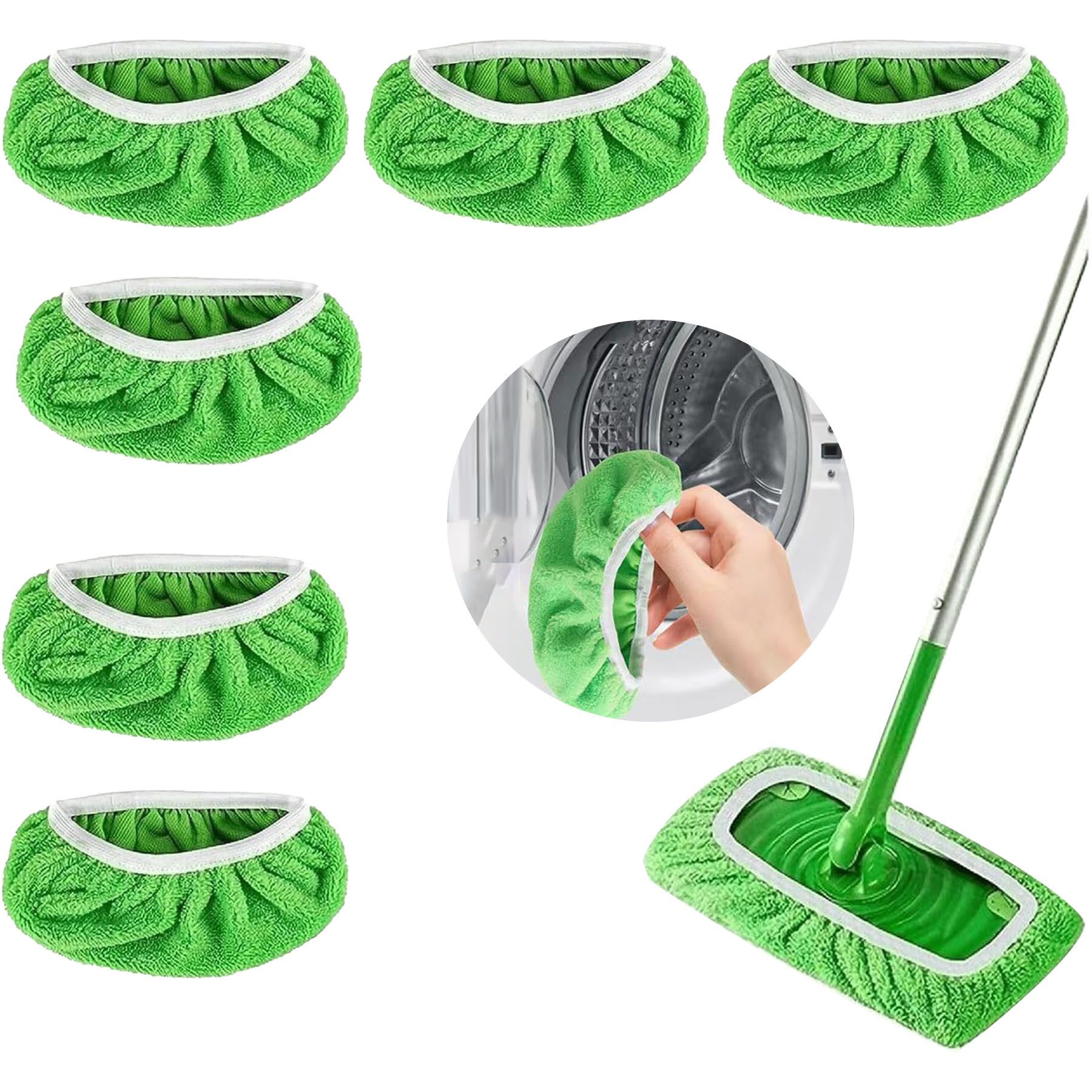 Mutig Wischmopp 6 Stück Wischmopp Bezug Ersatz,Waschbare für Swiffer Sweeper Mop, (Für Haushalt Wohnung Hotel Auto Bodenreinigung,25.4x11.5CM, 6-St., Waschbare,Vorteilspaket,Wiederverwendbare,Vielseitige Anwendung), 6-teiliges Set