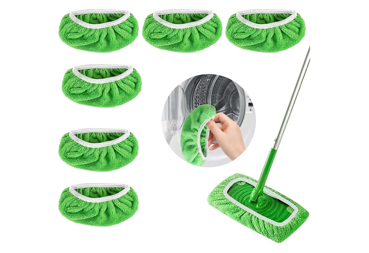Mutig Wischmopp 6 Stück Wischmopp Bezug Ersatz,Waschbare für Swiffer Sweeper Mop, (Für Haushalt Wohnung Hotel Auto Bodenreinigung,25.4x11.5CM, 6-St., Waschbare,Vorteilspaket,Wiederverwendbare,Vielseitige Anwendung), 6-teiliges Set