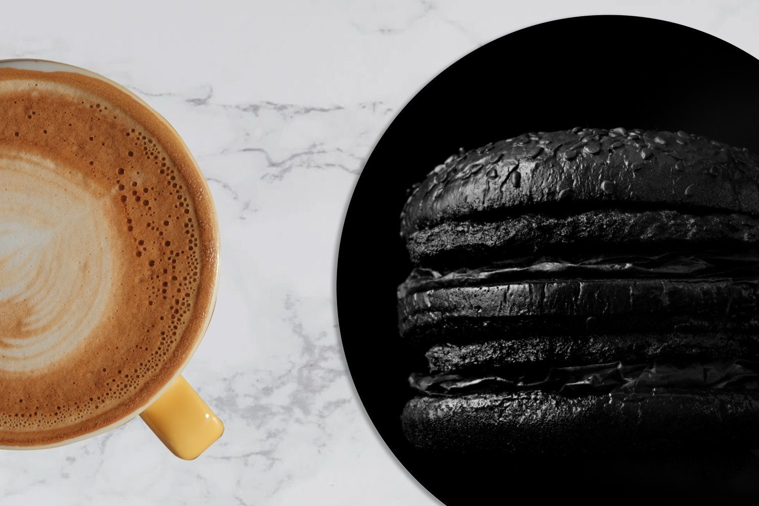 Getränkeuntersetzer, schwarz weiß, Korkuntersetzer, Zubehör für Becher MuchoWow Gläser, 6-tlg., in schwarzem Hintergrund und Tassenuntersetzer, Glasuntersetzer auf Tasse, Hamburger