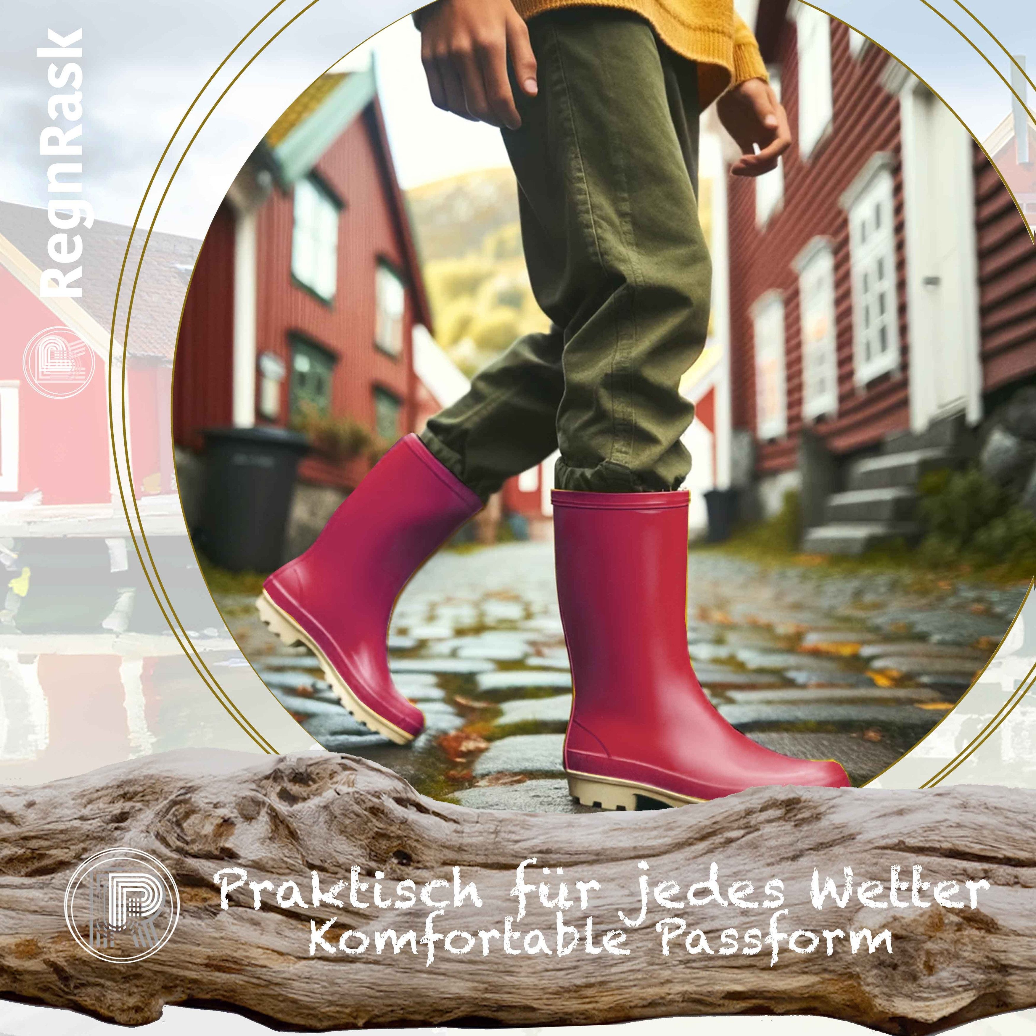 Ultrapower REGNRASK Damen Regenboots Kontrastsohle 36 Rot-Weiß Gummistiefel Gartenstiefel Matschstiefel Festivalstiefel