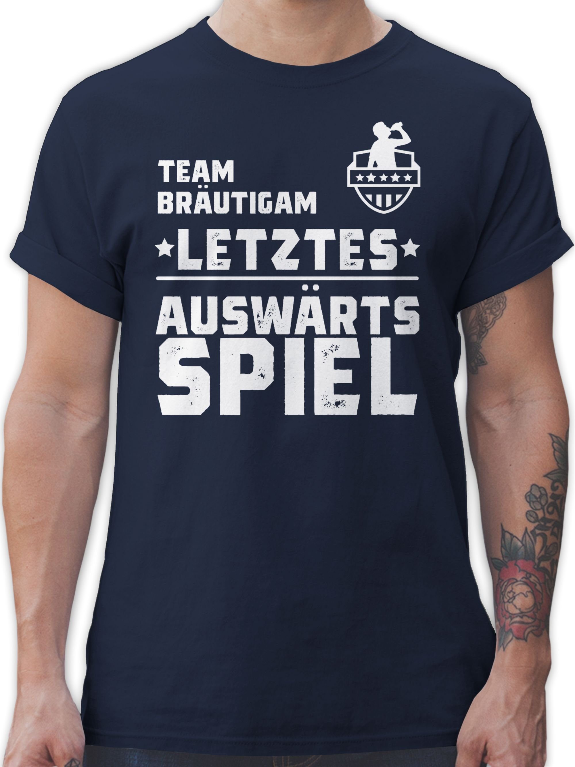 Shirtracer T-Shirt Team Bräutigam - Letztes Auswärtsspiel Auswärtstour JGA Männer 02 Navy Blau