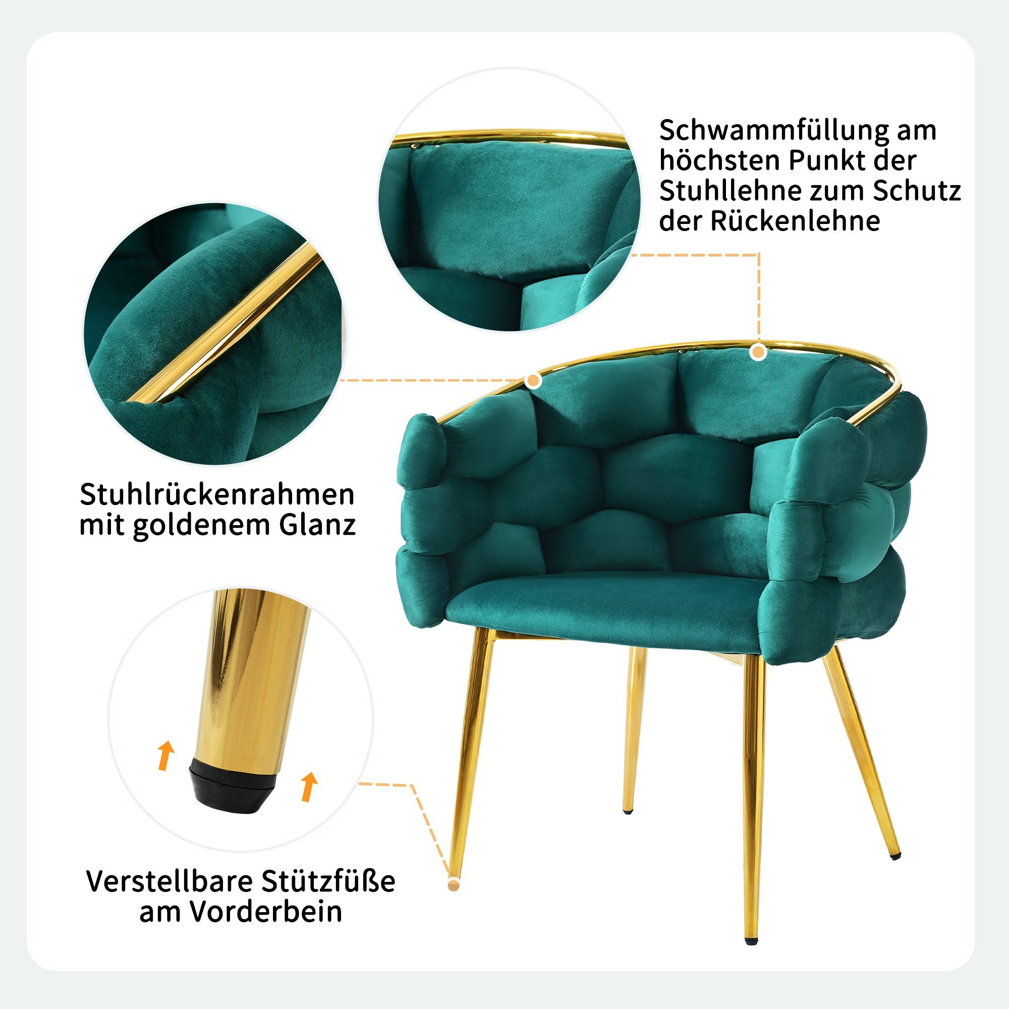 und Stühle, beige (1 Rückenlehne Stühle St), Bubble mit Stühle Grün Metallbeinen, Polsterstuhl mit REDOM Armlehnen