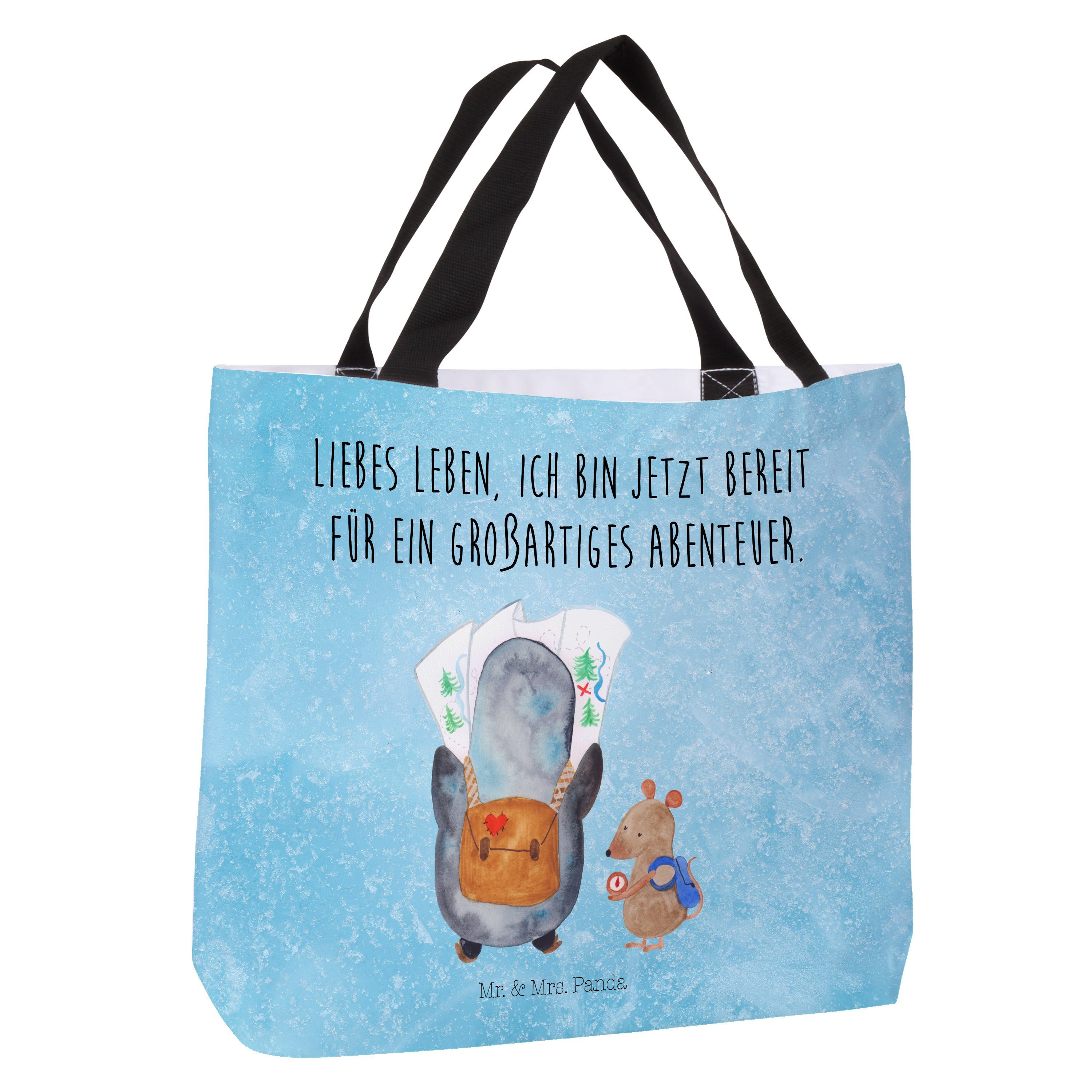 Pinguin Wanderer Geschenk, & Mrs. Panda Schultasche, Shopper & - Mr. - Maus (1-tlg) Eisblau Abenteurer