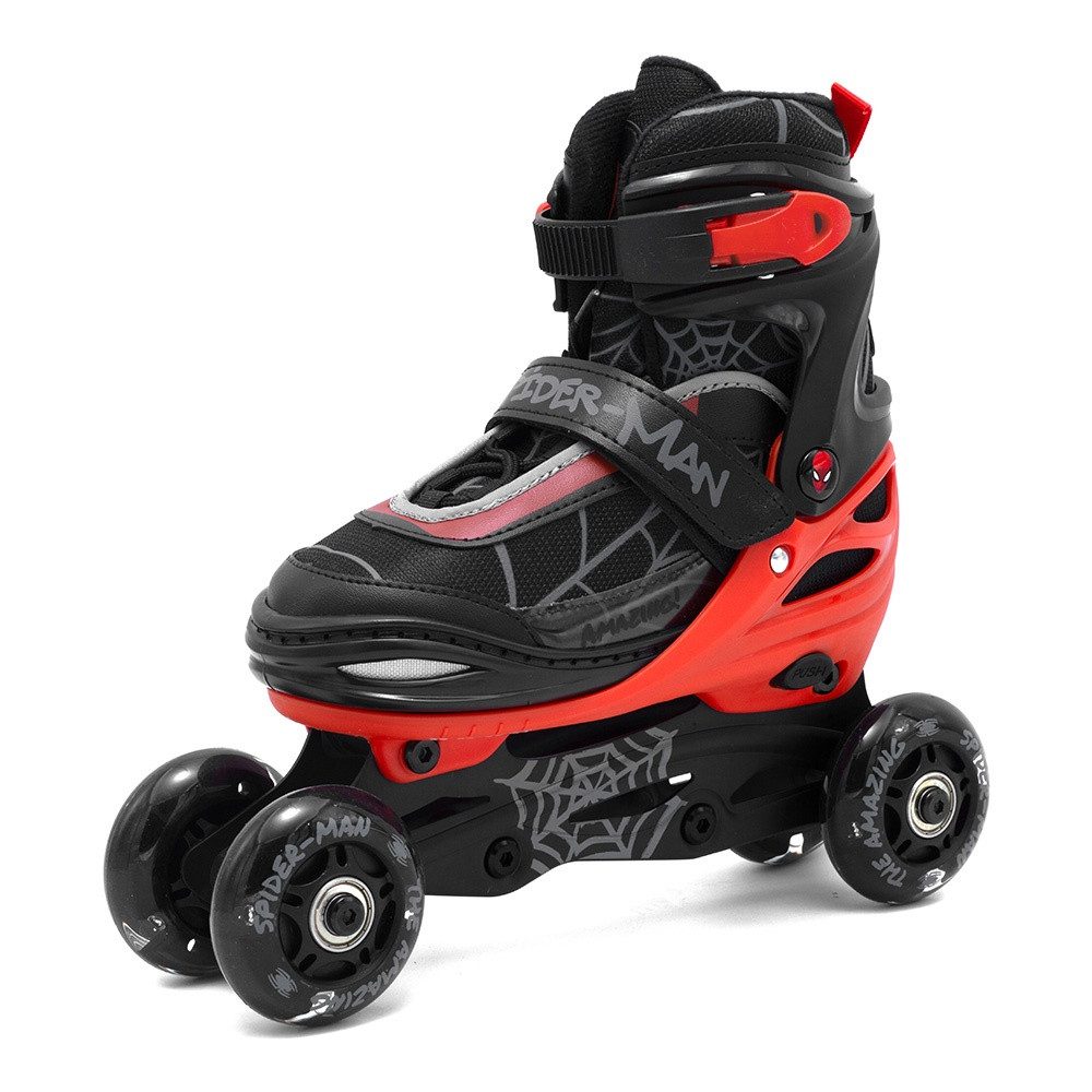 Seven Polska Inlineskates Kinder Inliner Spider-Man Softboots 3 IN 1 - SIZE 34-37 schwarz. LED
