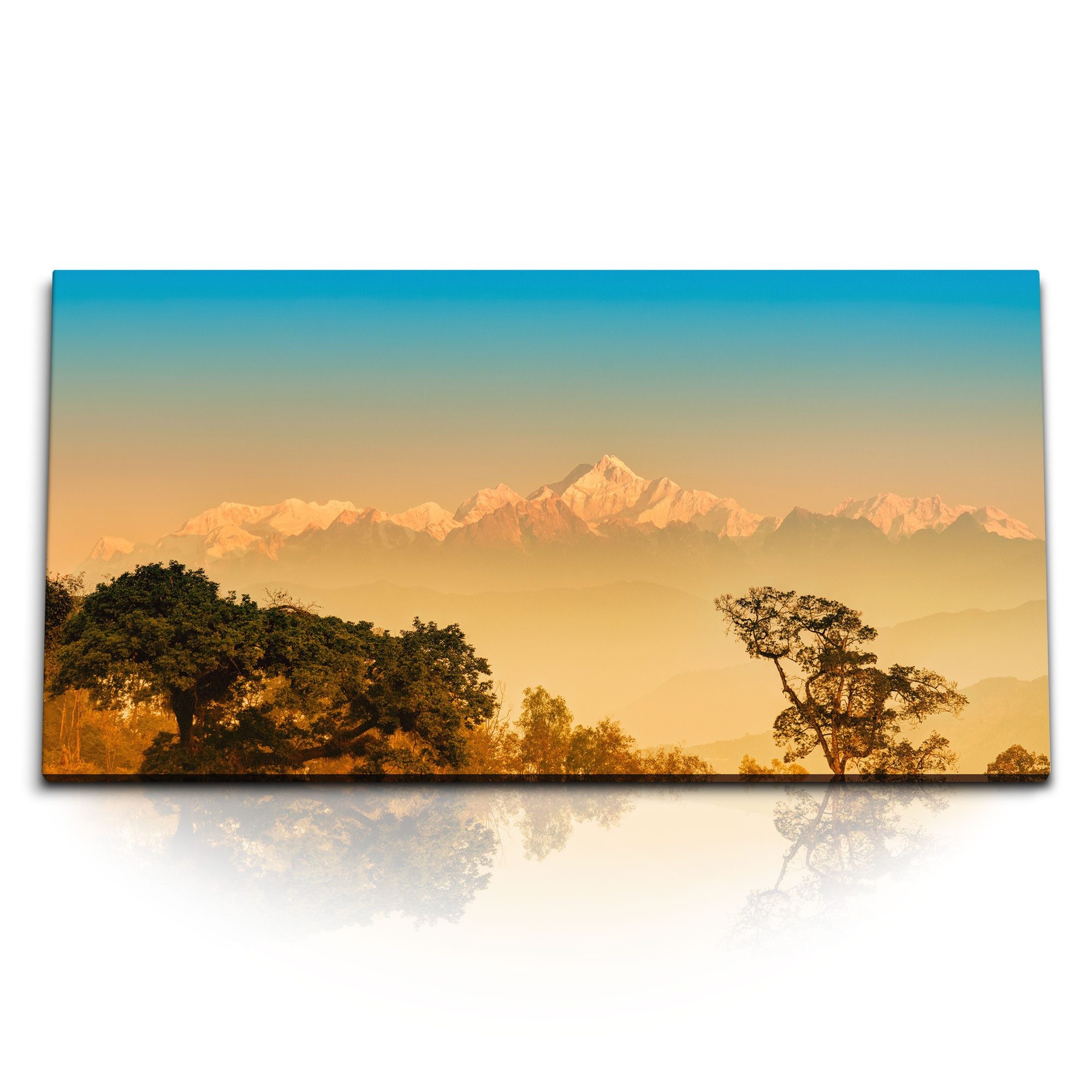 Leinwandbild Kunstdruck Bilder 120x60cm Kangchendzönga Gebirge Indien Berge Natur L