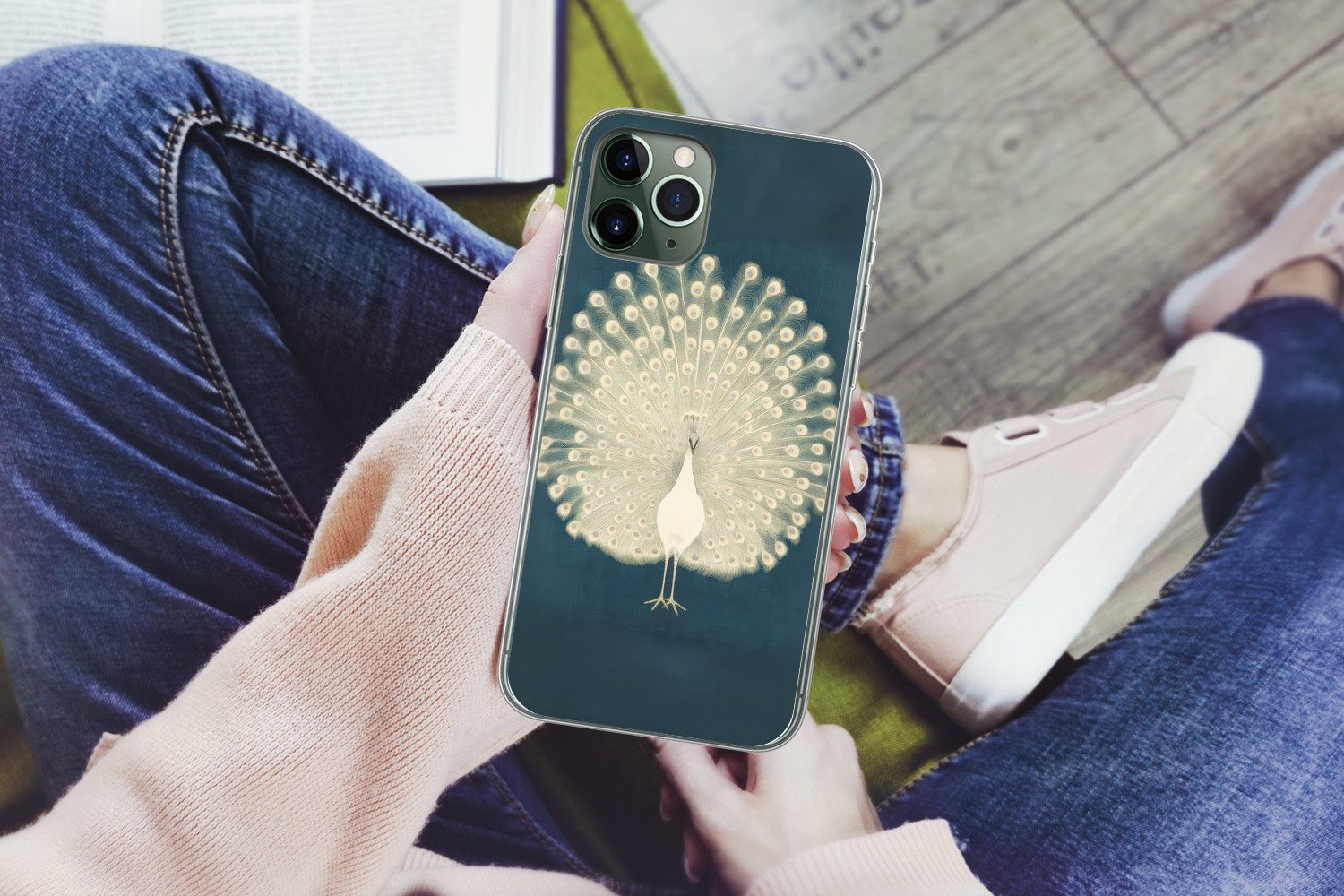 MuchoWow Handyhülle für Apple iPhone 11 Pro Vogel - Blau - Vintage, Smartphone-Bumper, Print, Handy Schutzhülle Dünn