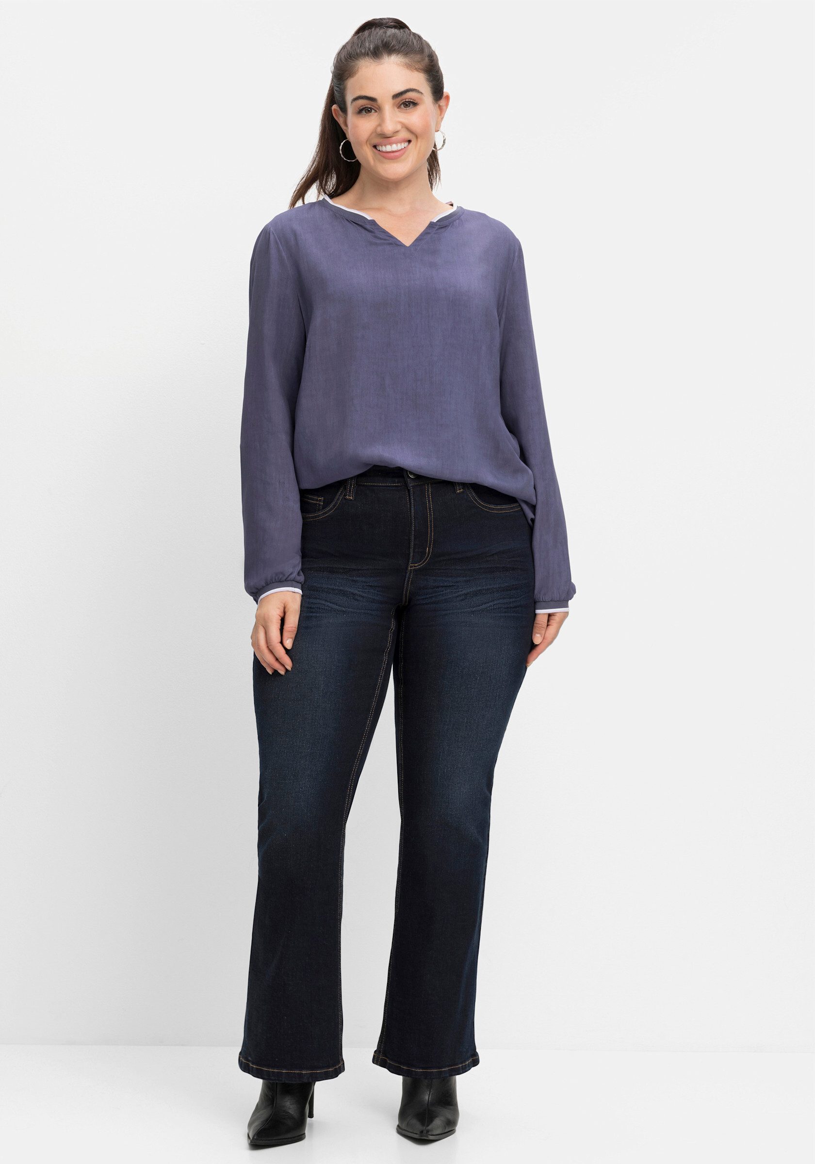 Sheego Bequeme Jeans Bootcut-Jeans . mit Used-Effekten, extralang günstig online kaufen