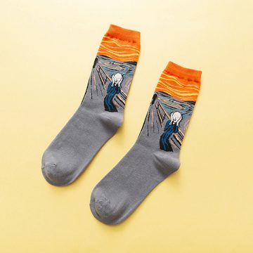 Opspring Socken Lustige Kunst Socken Baumwolle Bunte Muster Socken Geschenk (10-Paar)