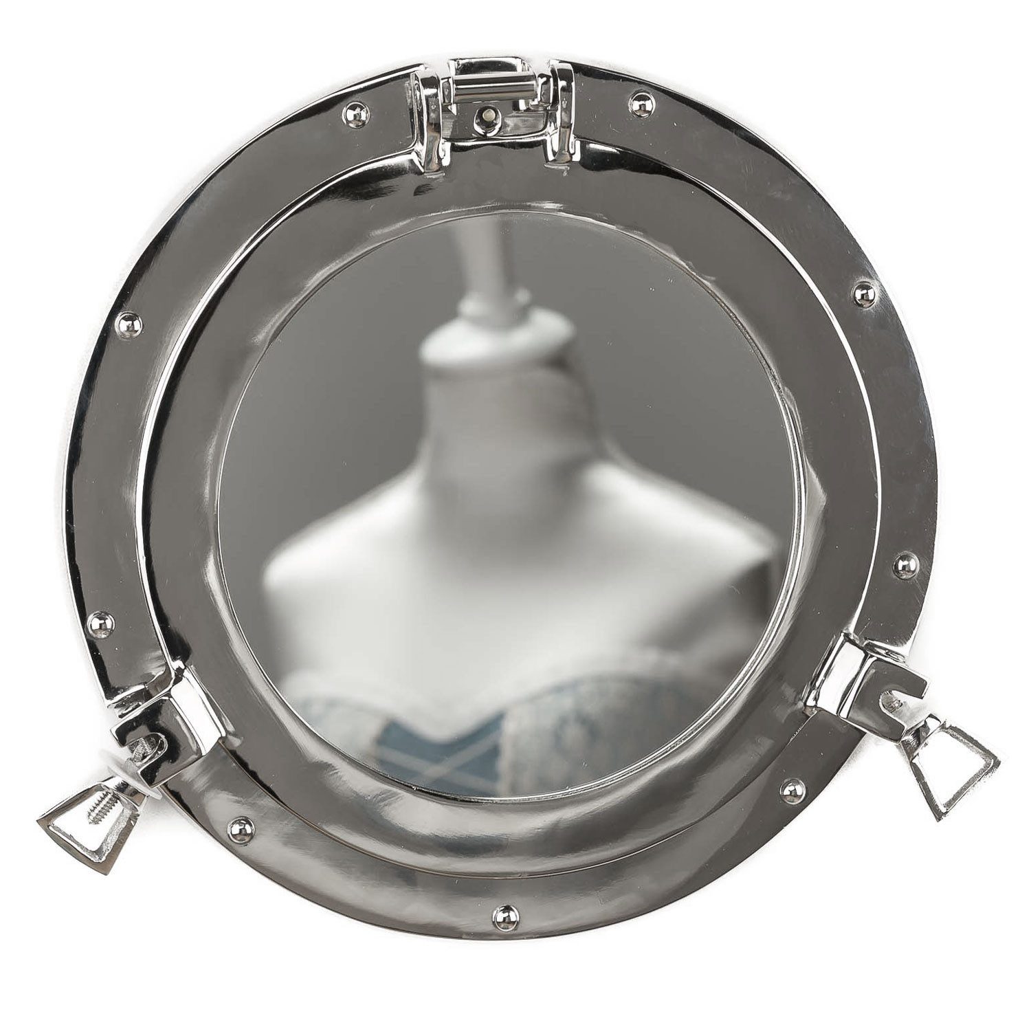 Aubaho Dekoobjekt Bullauge mit Spiegel zum Öffnen Schiff Boot Maritim Dekoration 29cm (c