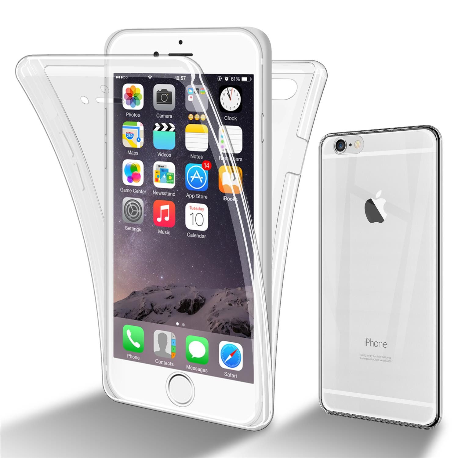 Cadorabo Handyhülle für Apple iPhone 6 PLUS / 6S PLUS Hülle 360° Full Body Schutzhülle Apple iPhone 6 PLUS / 6S PLUS, Flexible Case Handy Schutzhülle - Hülle - Back Cover 360° Grad