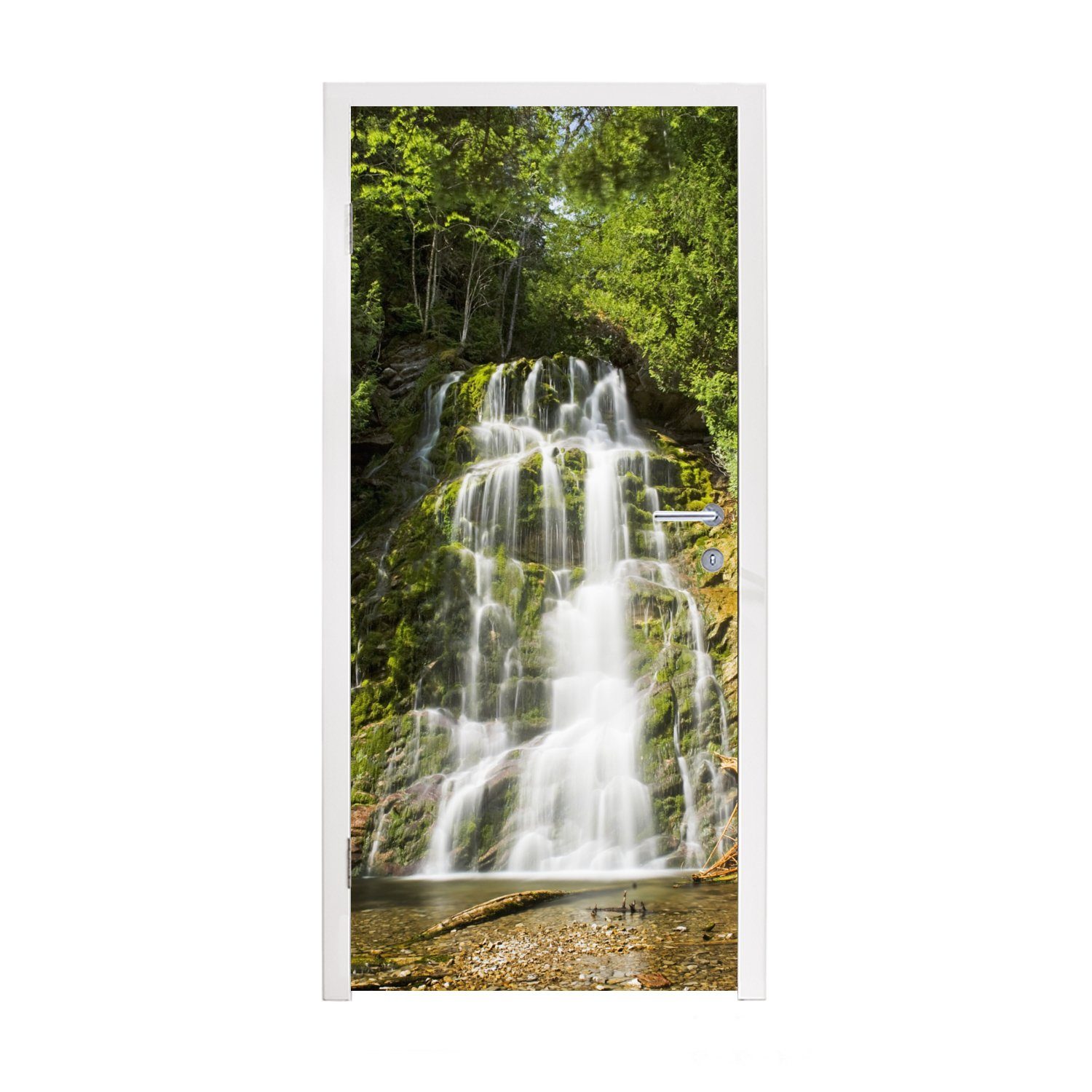 Türtapete Matt, (1 Forillon Wasserfall im Türaufkleber, St), für National bedruckt, MuchoWow Nordamerika, Park, 75x205 Fototapete Tür, cm