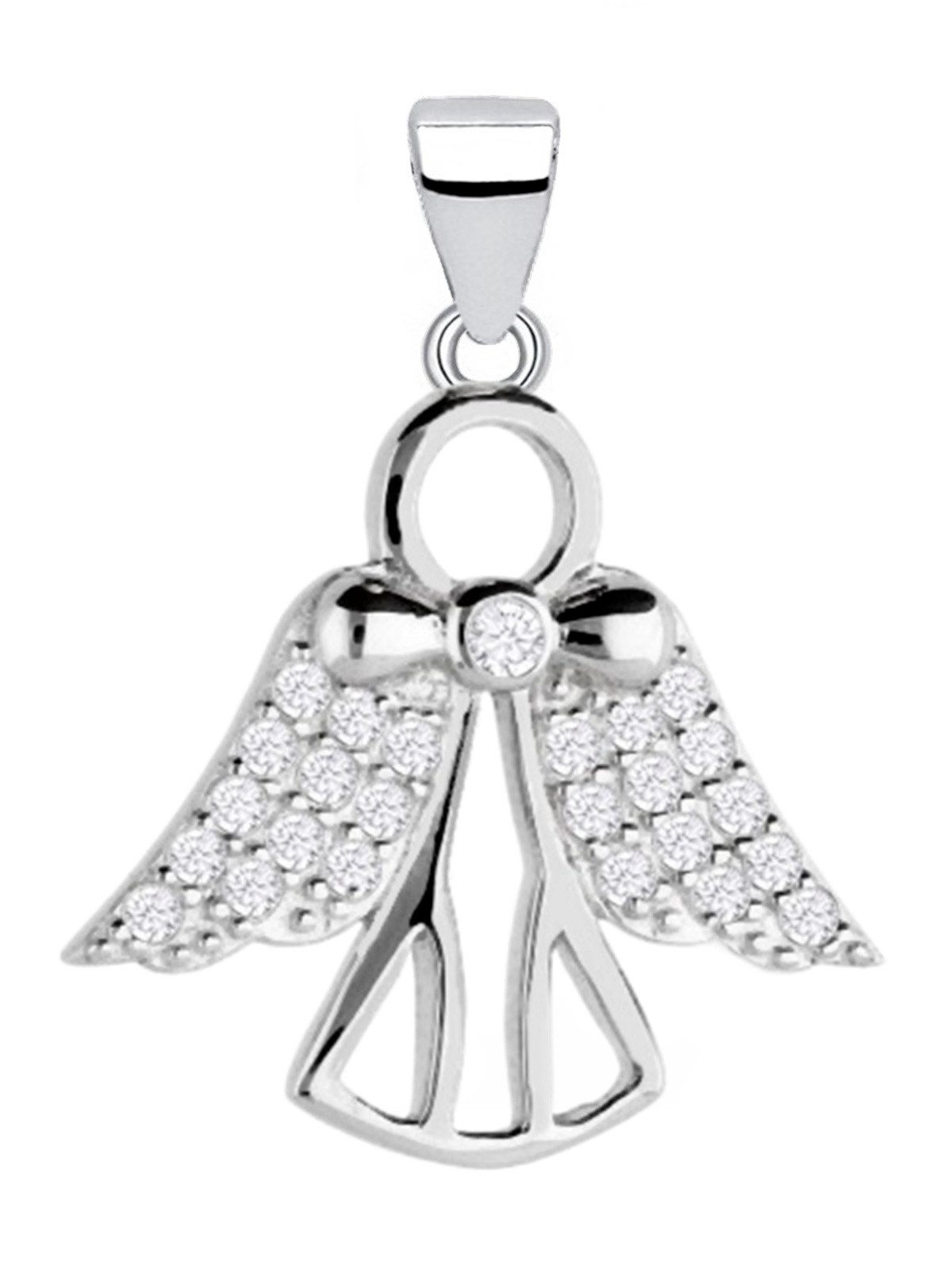 Kettenanhänger Silber Engel mit Zirkonia Anhänger 925 Sterling Echtschmuck