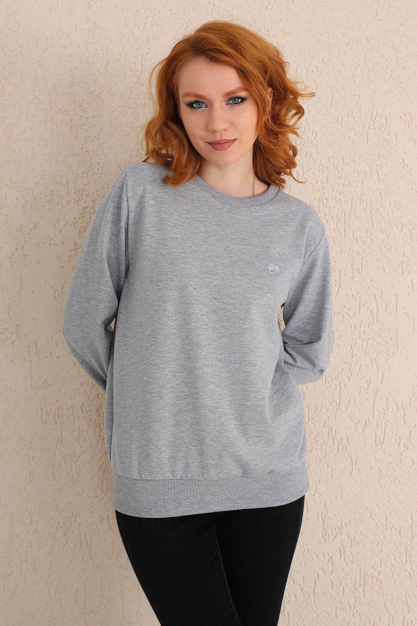 Bongual Sweater Sweatshirt Pullover mit gerauter Innenseite Basic