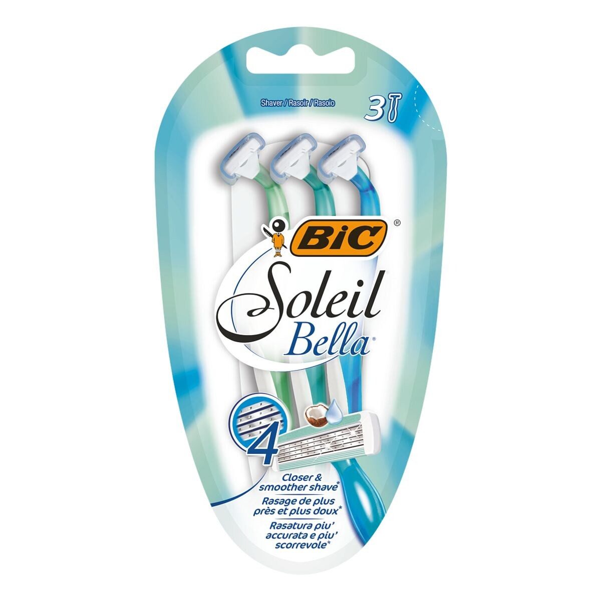 BIC Einwegrasierer Soleil Bella, 3-tlg., 4 flexible Klingen