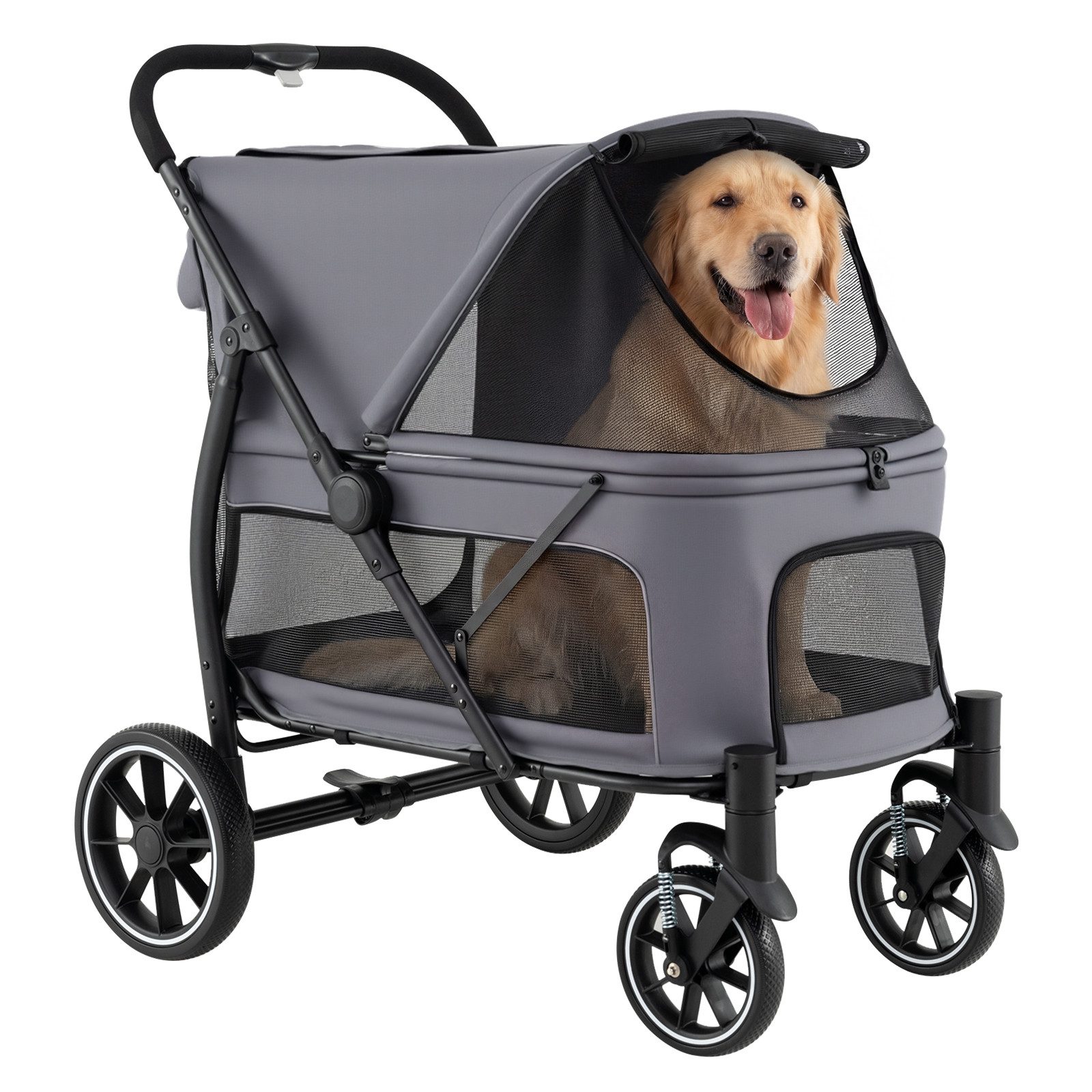 COSTWAY Hundebuggy, (1-tlg), Hundewagen klappbar, Haustierwagen mit Dach, Netzfenstern
