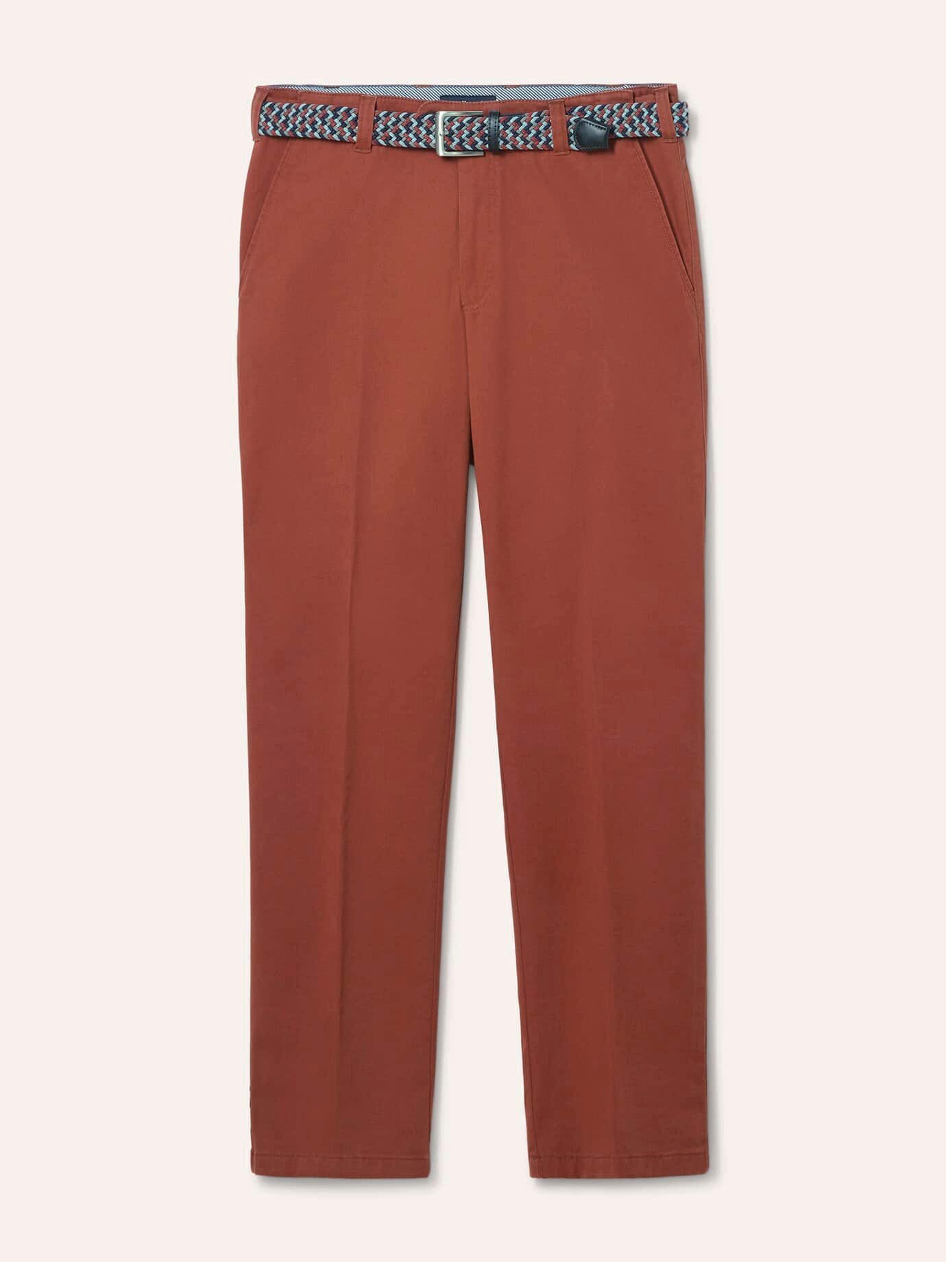 Walbusch Chinohose Herren Extraglatt-Stretchbund-Chino Regular Fit bügelfrei Baumwollhose mit Comfort-Bund (6 cm Dehnreserve), inkl. Flechtgürtel
