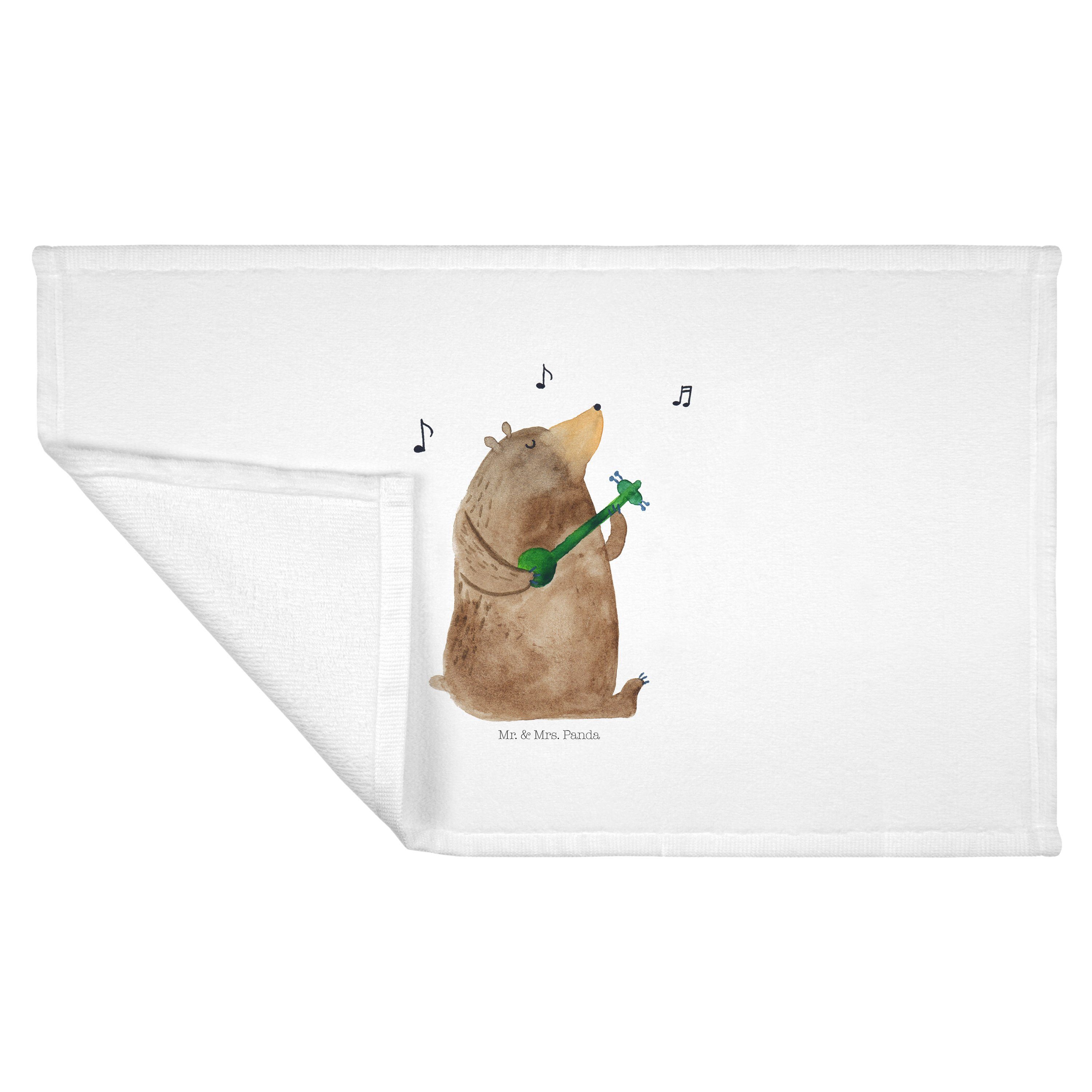 Geschenk, - Weiß Handtuch (1-St) Panda Handtuch, - Ha, & Bär Mr. Badehandtuch, Mrs. Gitarre Badezimmer,