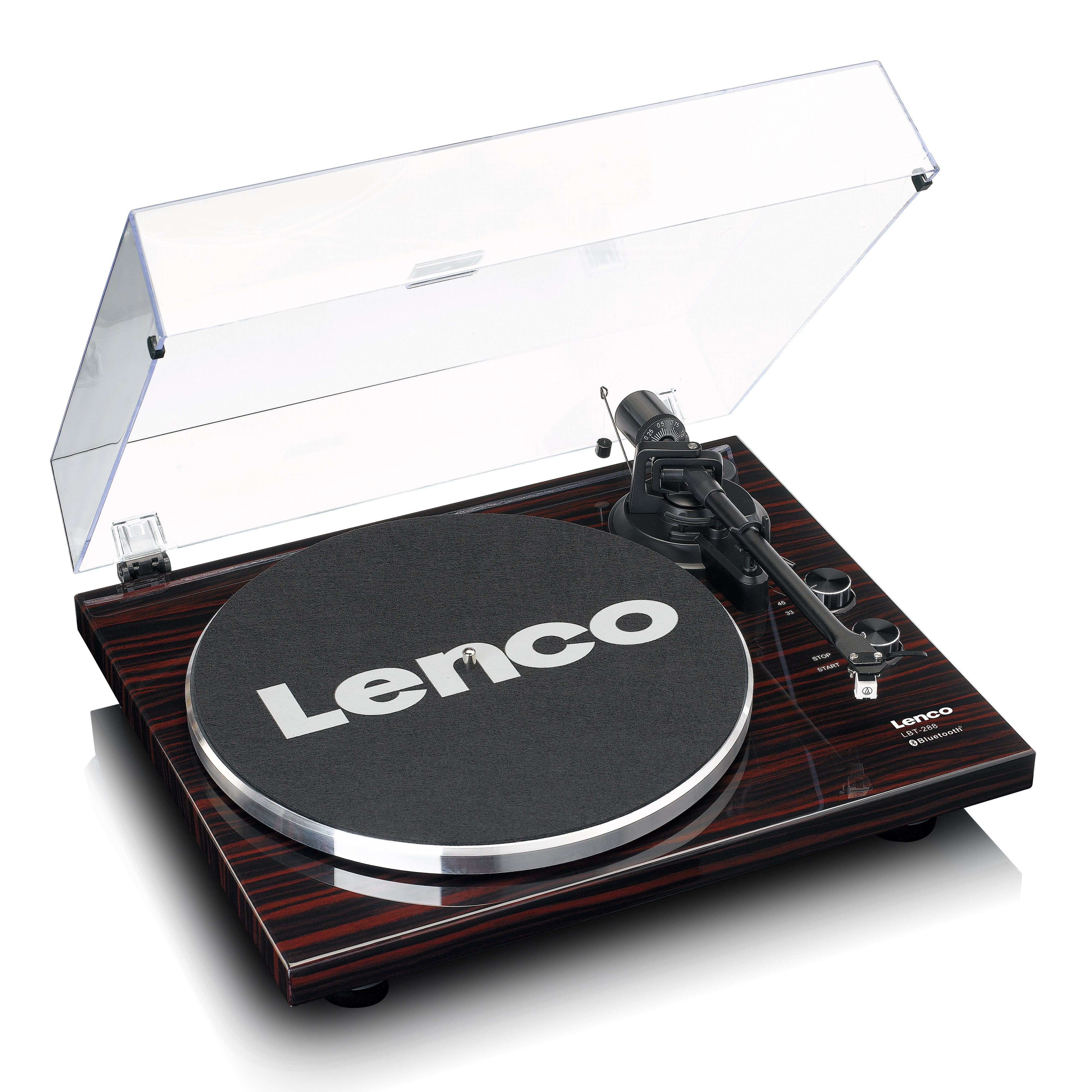 Lenco LBT-288WA Plattenspieler (Riemenantrieb, Bluetooth, USB Adapter, Audio-Technica, 33 45 U/min inkl. Staubschutz)