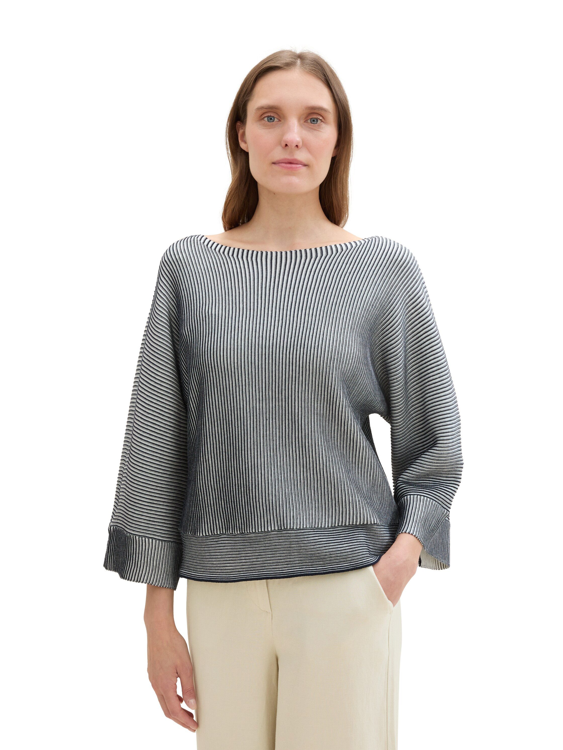 TOM TAILOR Fledermauspullover mit Streifenmuster günstig online kaufen