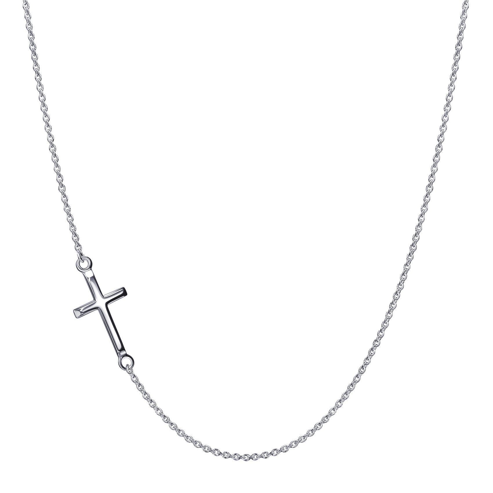 JEVELION Kreuzkette Kreuz Anhänger 925 Silber + Kette (Silberkreuz, für Damen), Kreuzanhänger - Made in Germany