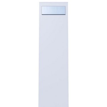 Bravios Briefkasten Standbriefkasten Monolith Weiß mit Edelstahlklappe
