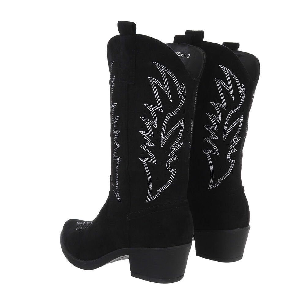 Ital-Design Damen Cowboyboots Western Westernstiefel (85757862) Blockabsatz Western- & Bikerstiefel in Schwarz