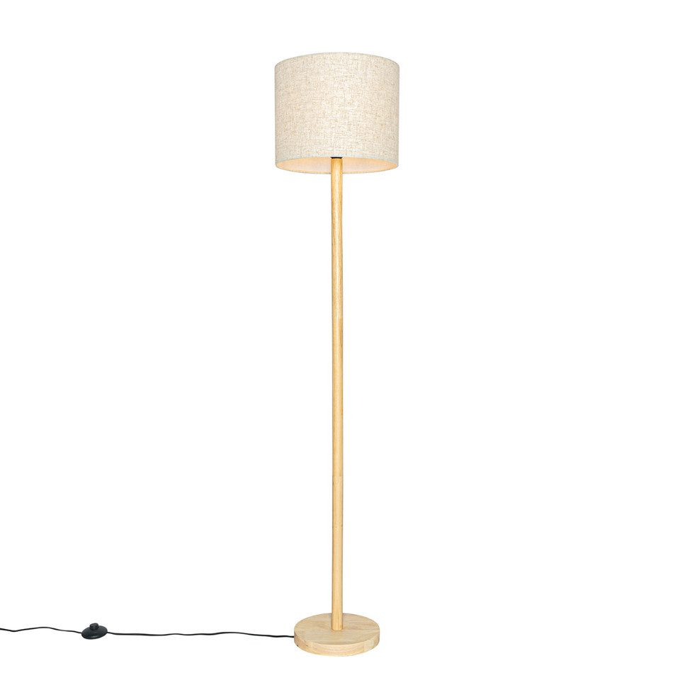 Qazqa Stehlampe Mels, ohne Leuchtmittel, E27, Naturel, Landhaus, Holz, 1-fl günstig online kaufen