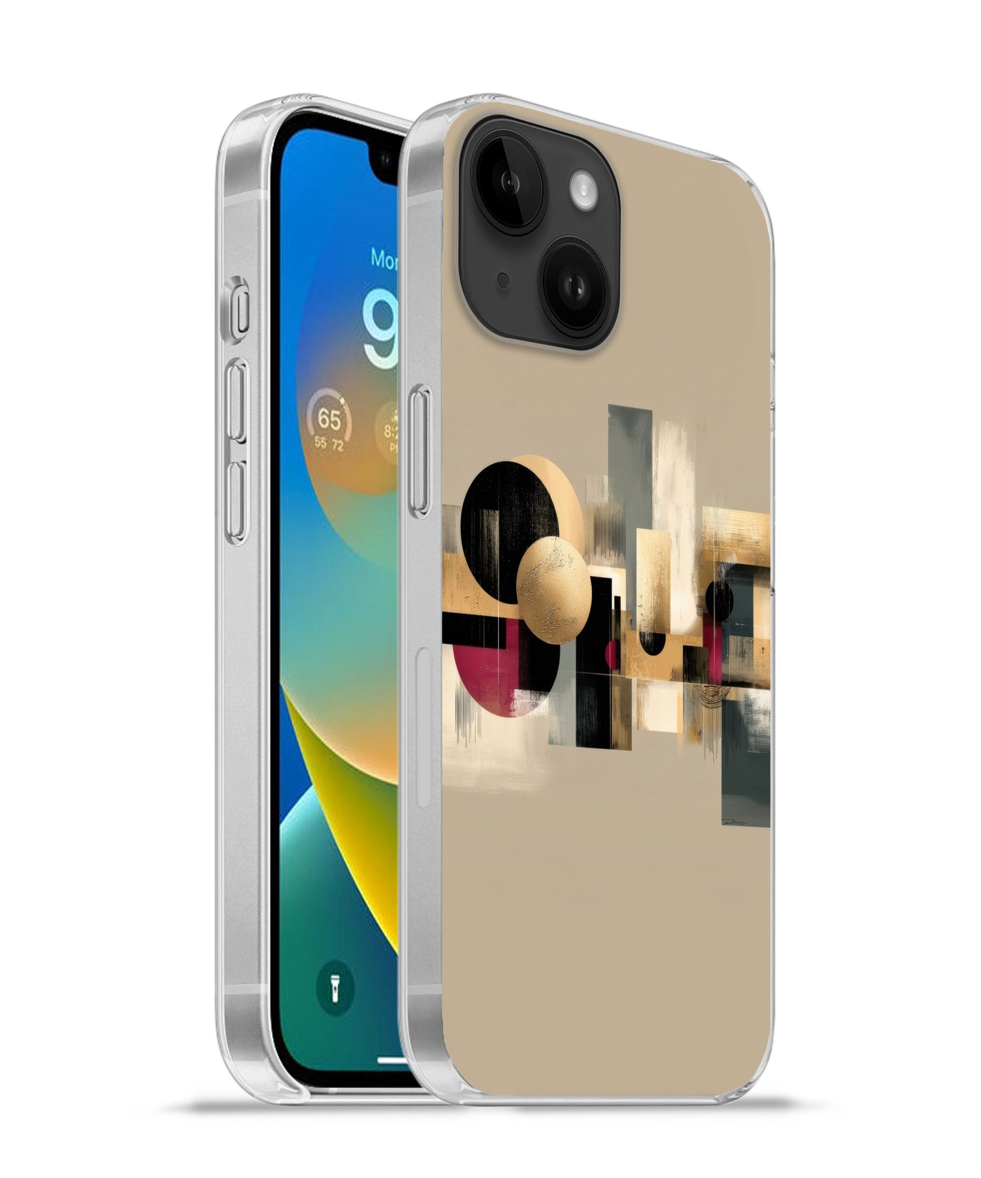MuchoWow Handyhülle für Apple iPhone 14 Abstrakt - Formen - Beige - Texturen, Smartphone-Bumper, Print, Handy Schutzhülle Dünn