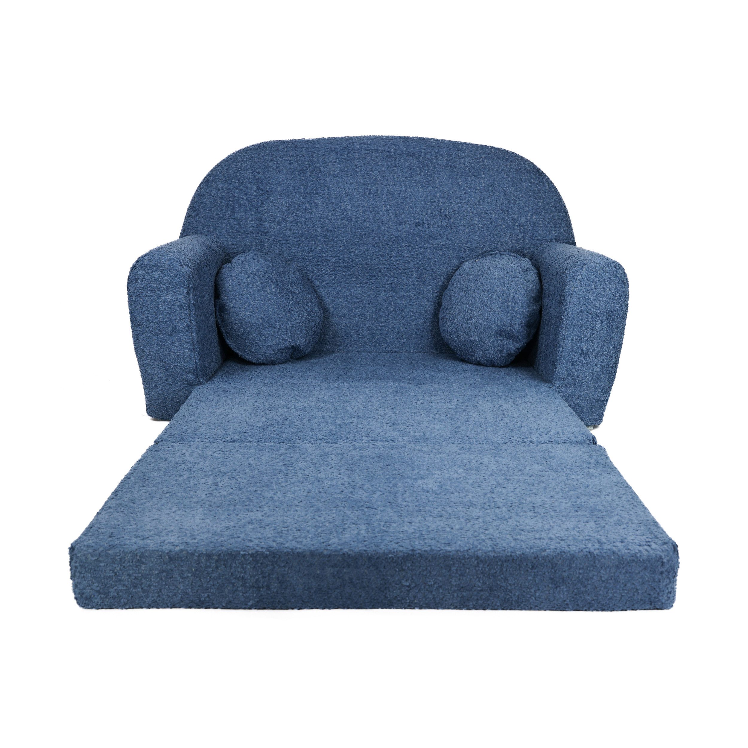 FORTISLINE Kindersofa Kindersofa aus Teddy-Stoff mit Verlängerung - Klappsofa, Spielsofa, ausklappbar – Bild 3 von 3